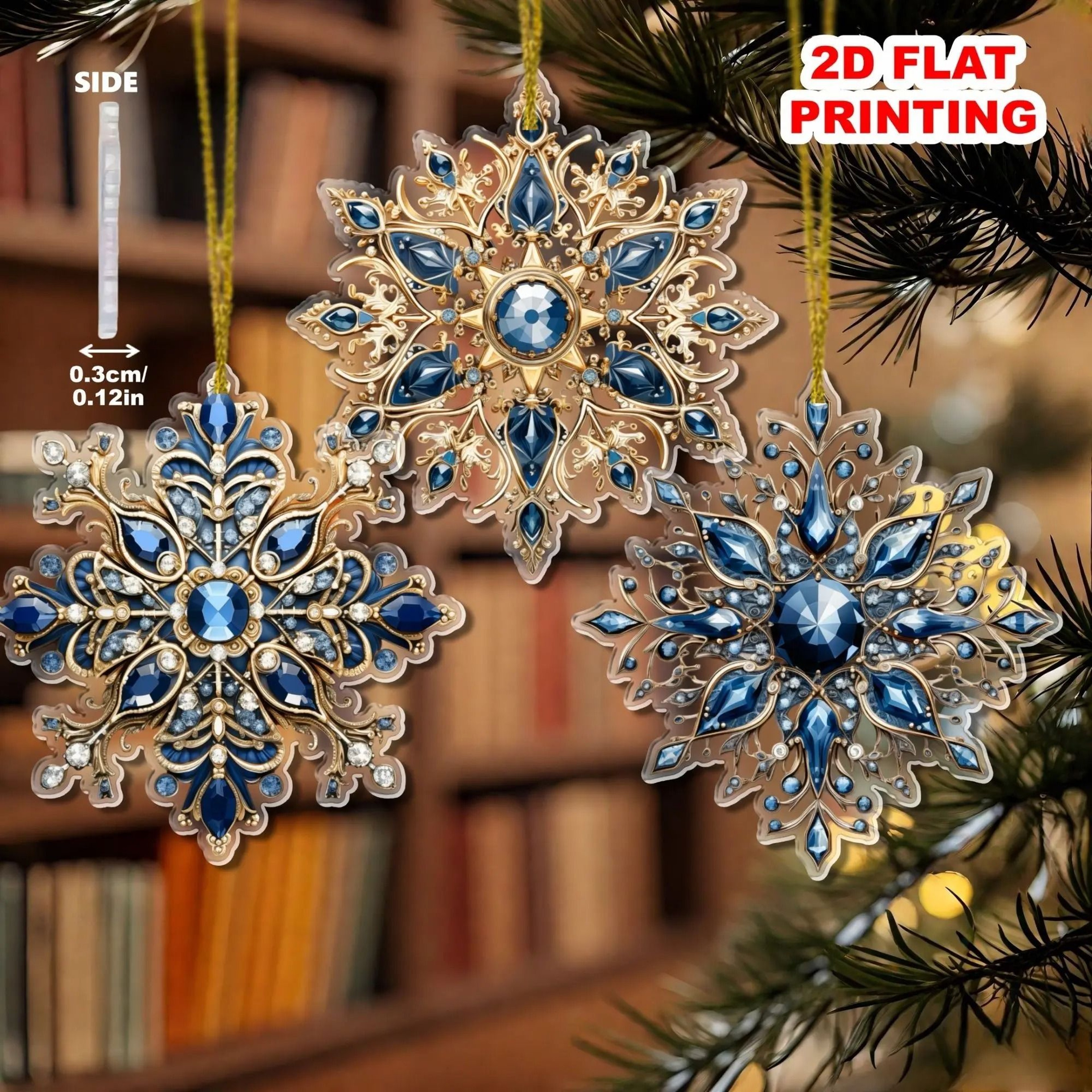6pcs Acrylic Christmas Snowflake Ornaments 5