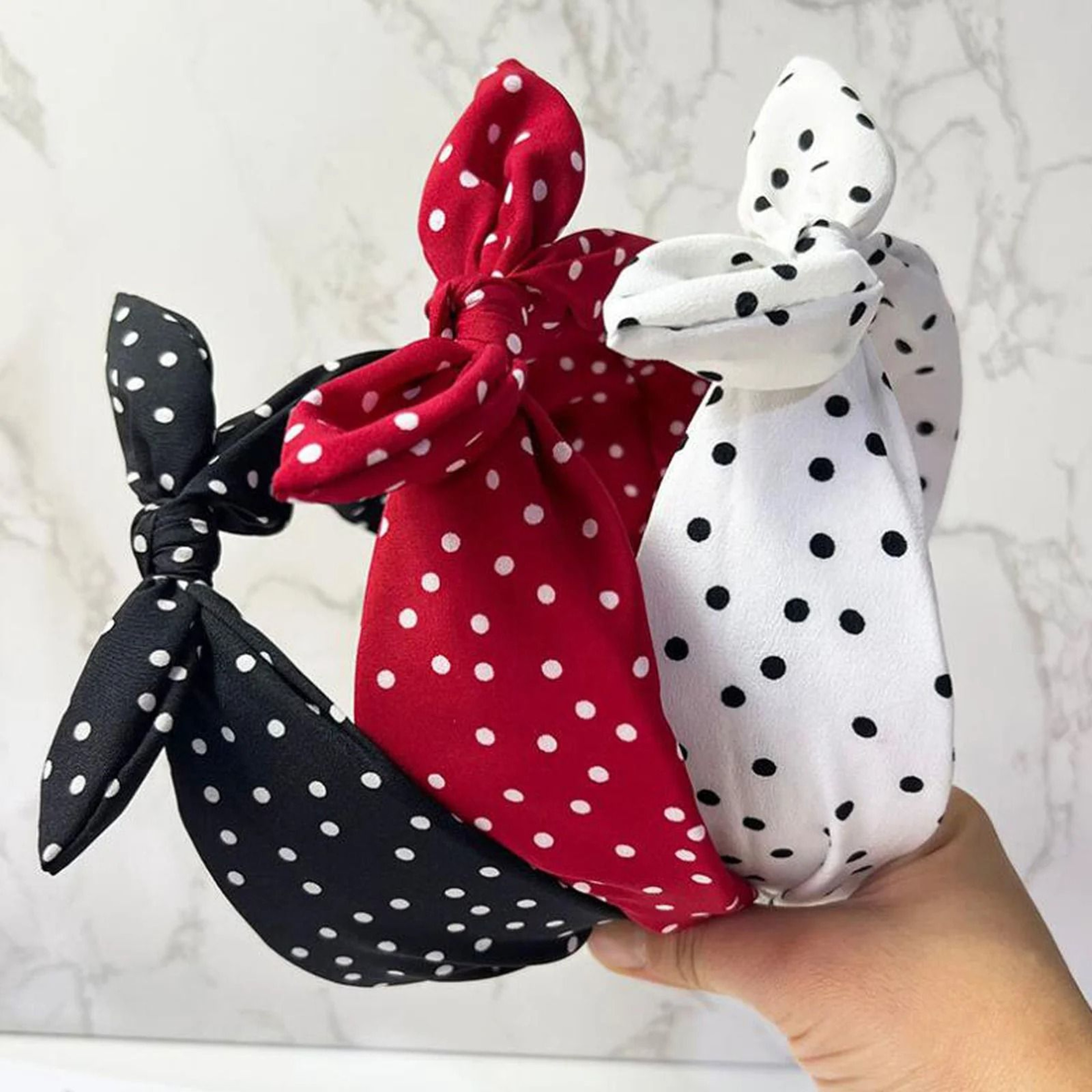 3pcs Vintage Polka Dot Headband Set 6