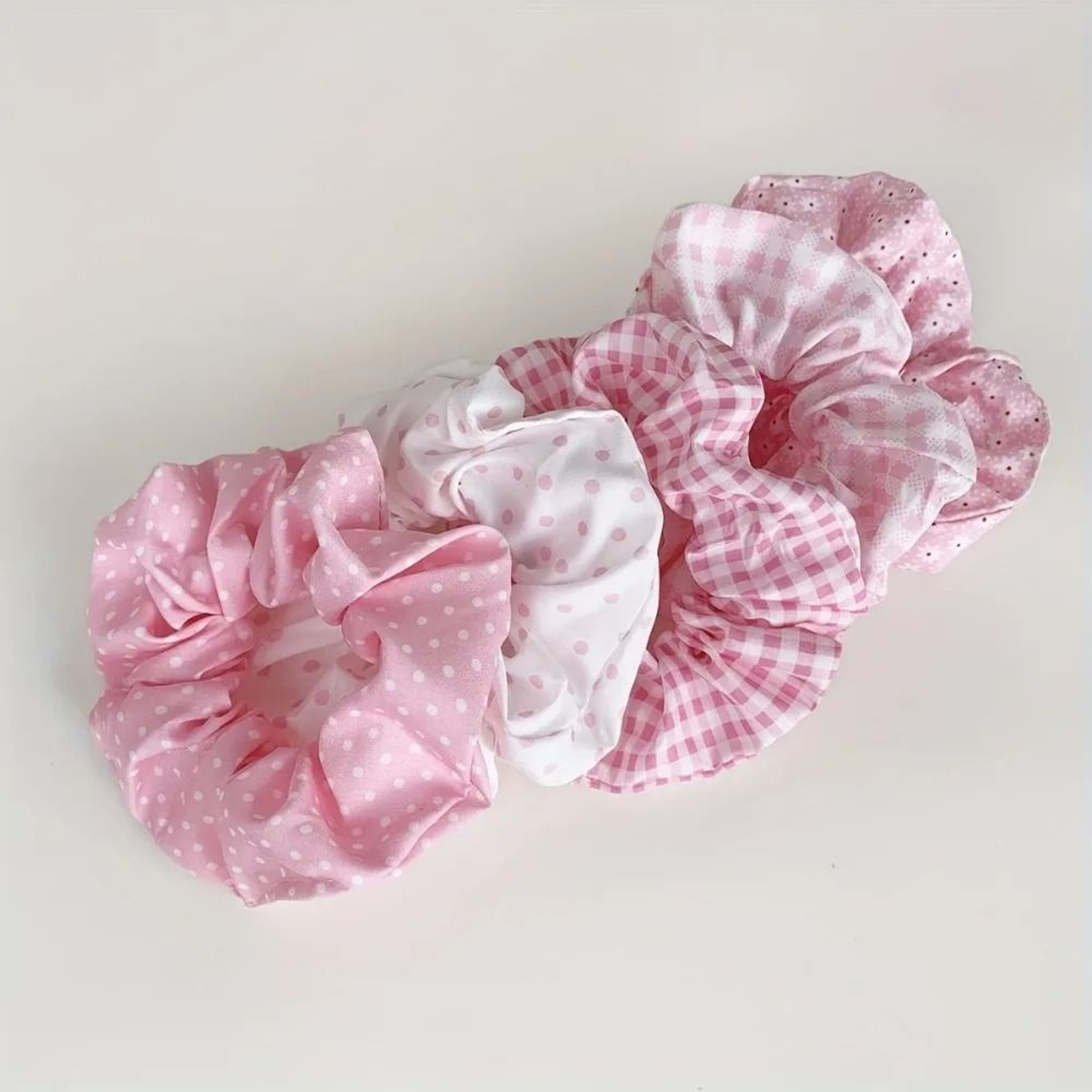 10pcs Polka Dot  Floral Fabric Scrunchie Set 0