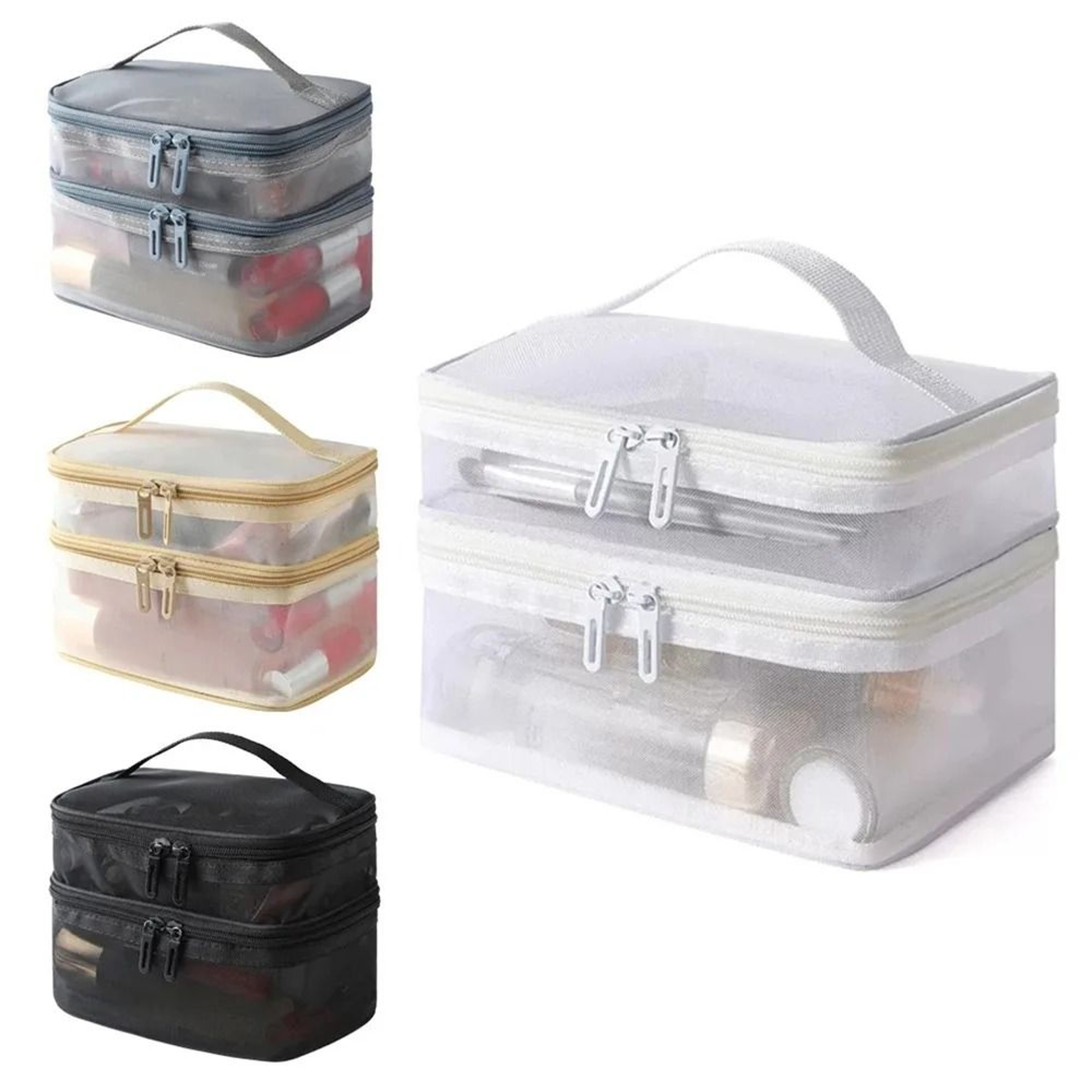 Nylon Double Layer Mesh Cosmetic Bag 0