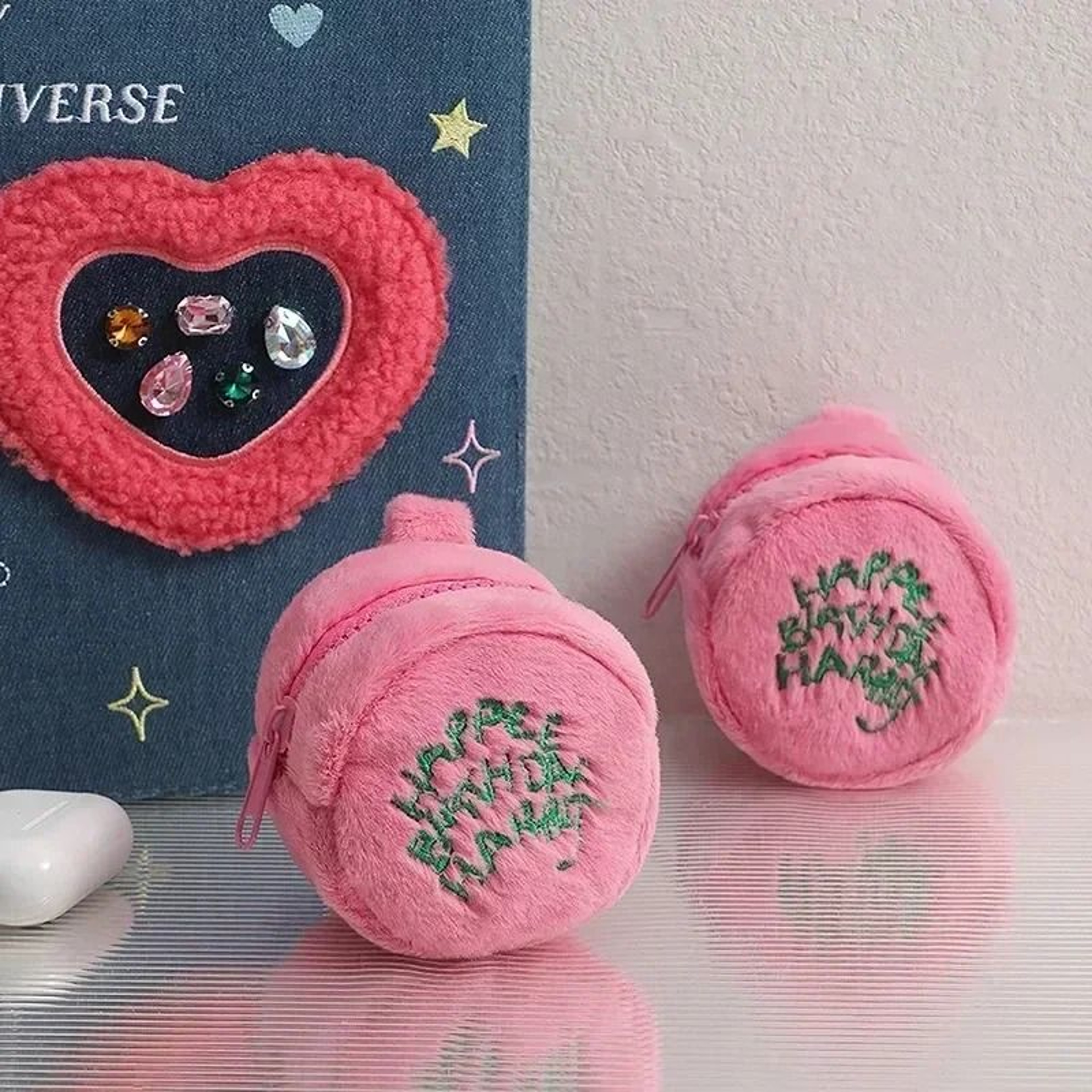 Pink Mini Plush Coin  Earphone Purse 2