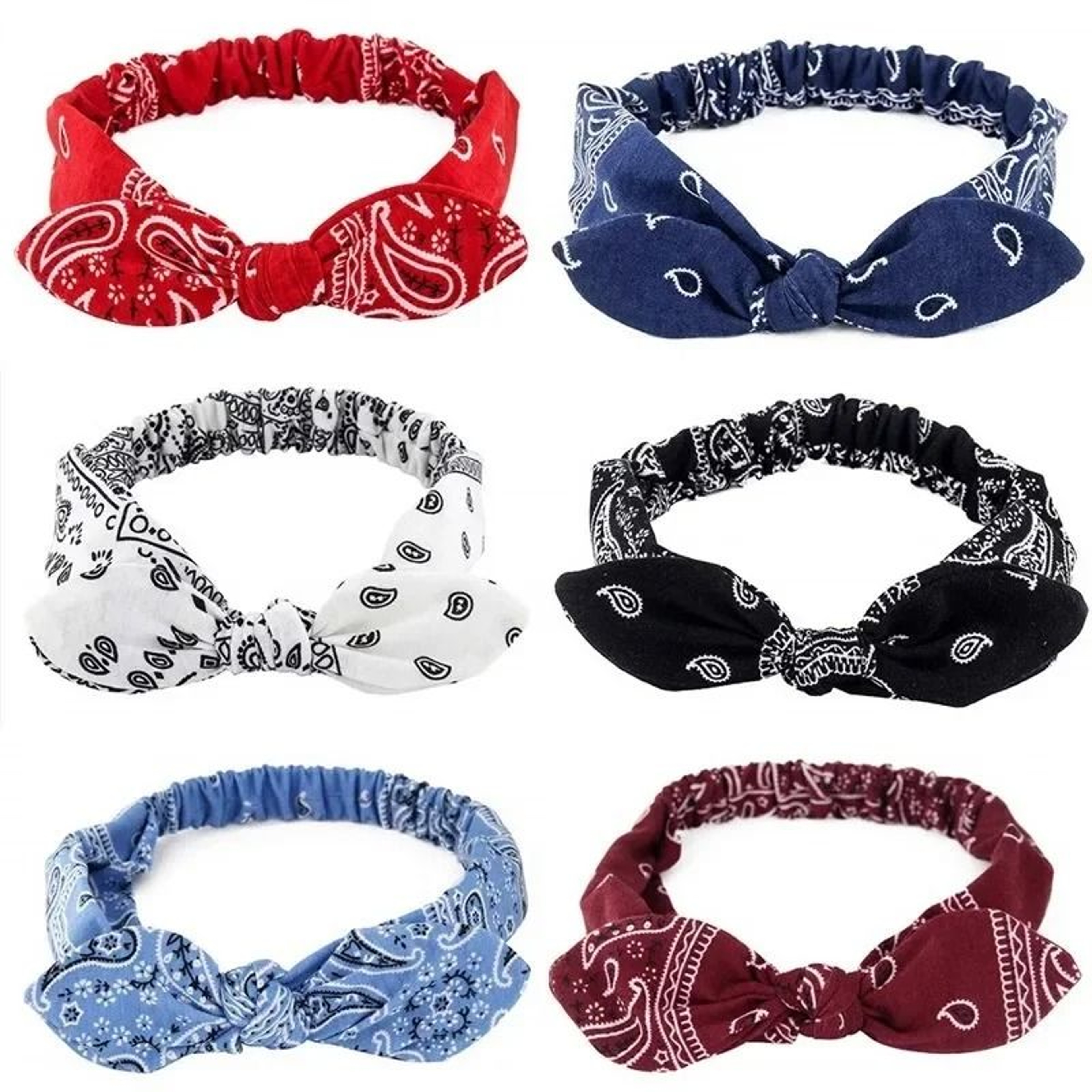 Printed Rabbit Ears Elastic Crossband Headband 2