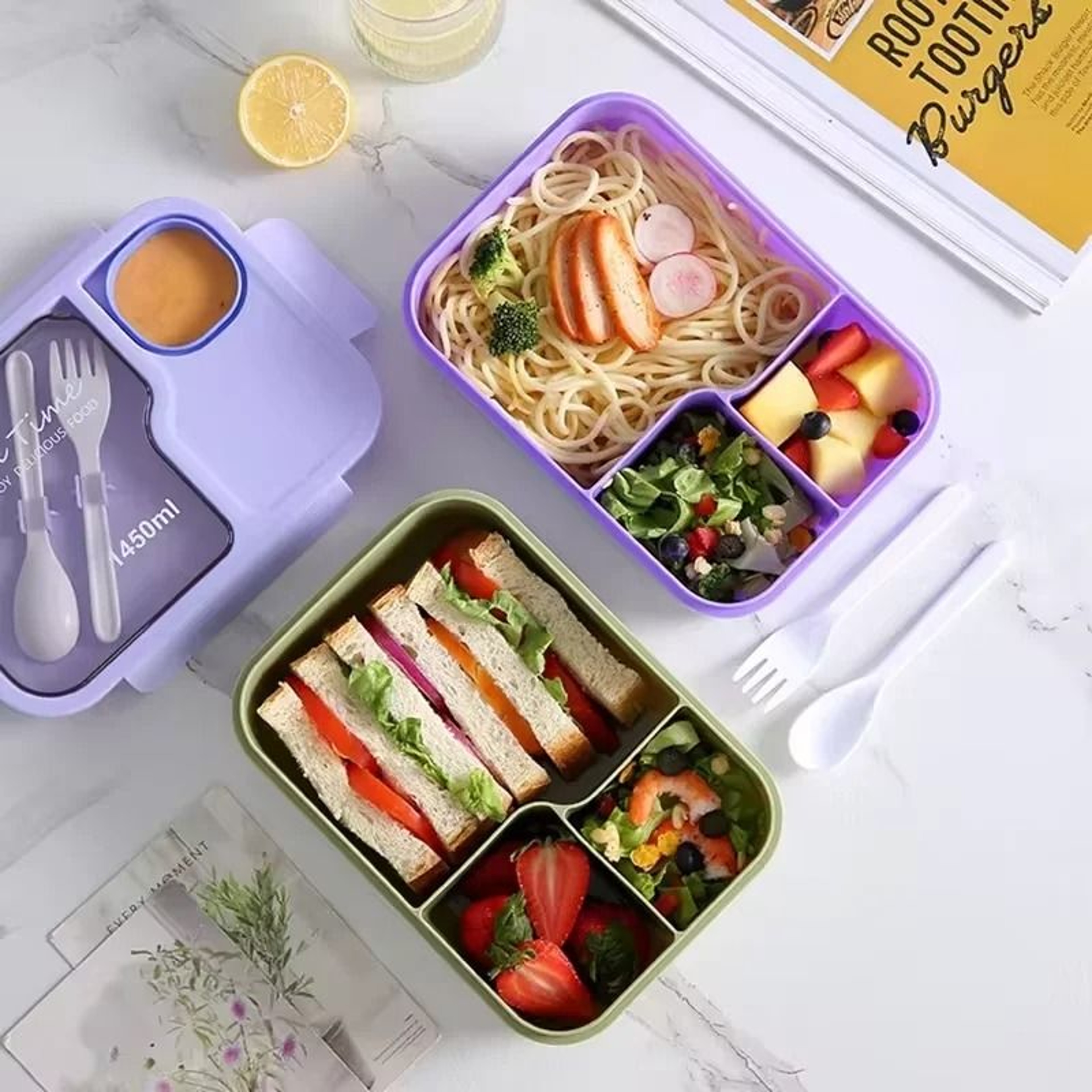 Kids Bento Lunch Box With Integrated Tableware 2