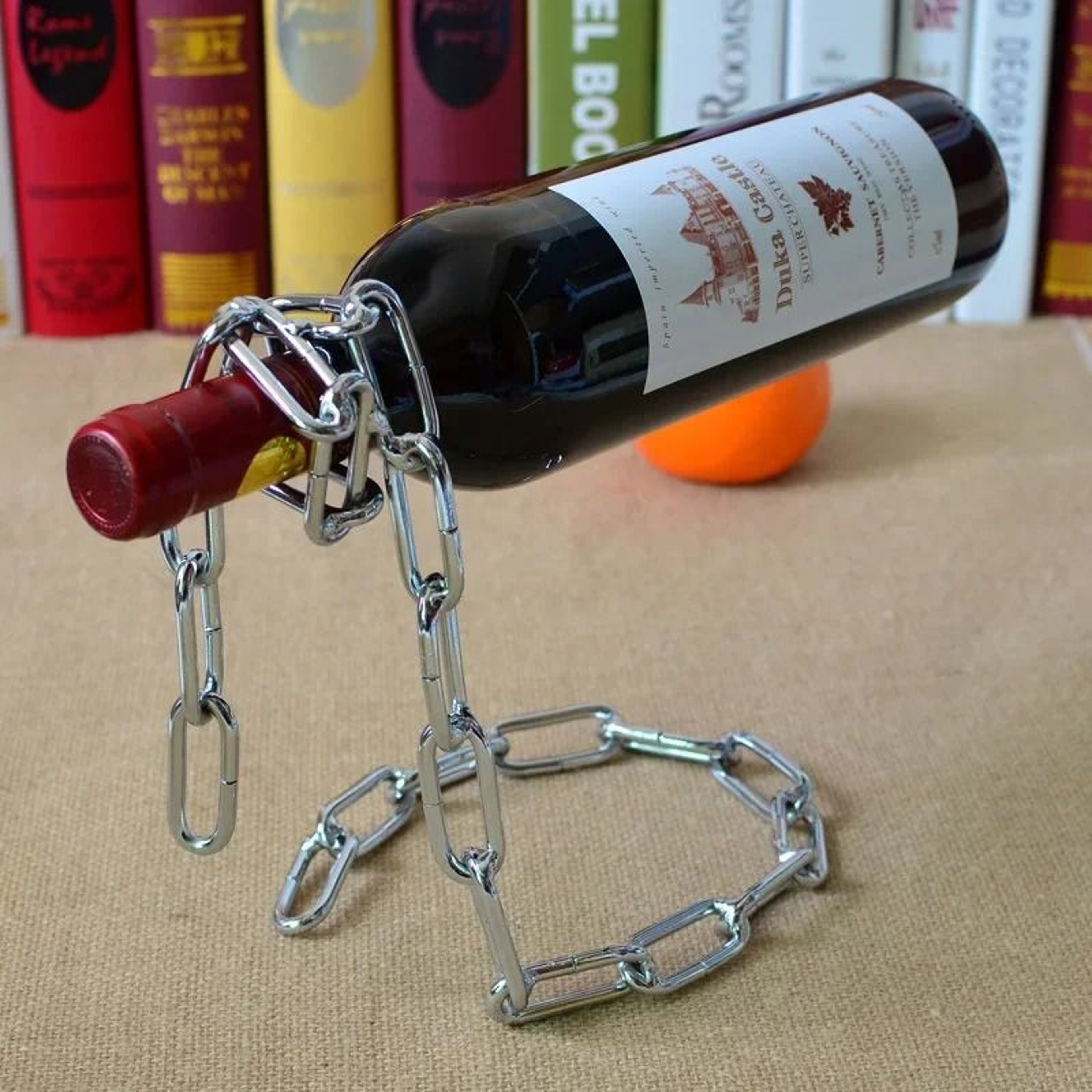 Suspended Chain Metal Wine Bottle Holder 1