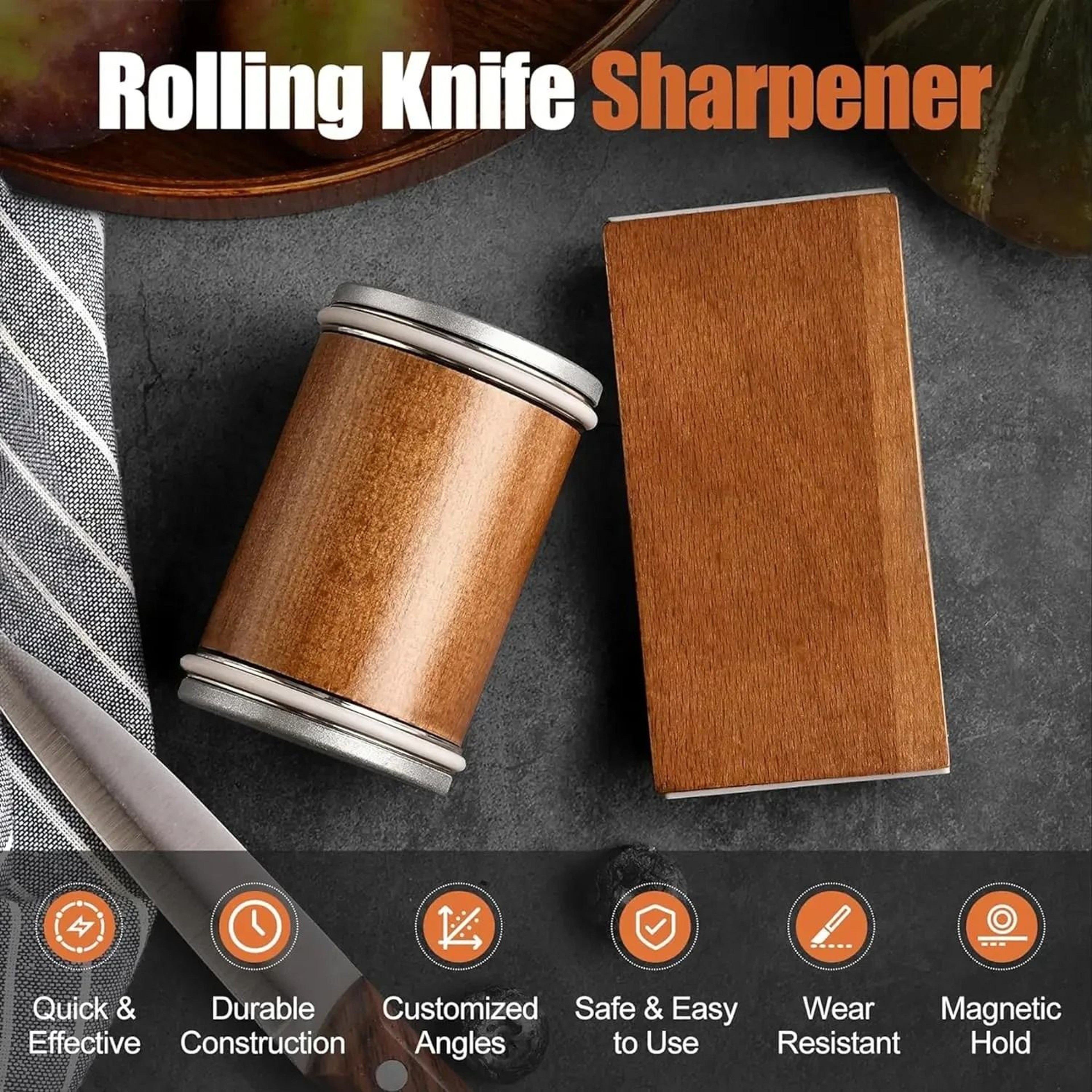 Rolling Knife Sharpener Kit Magnetic 15 And 20 Degree Straight Edge Diamond Sharpener 3