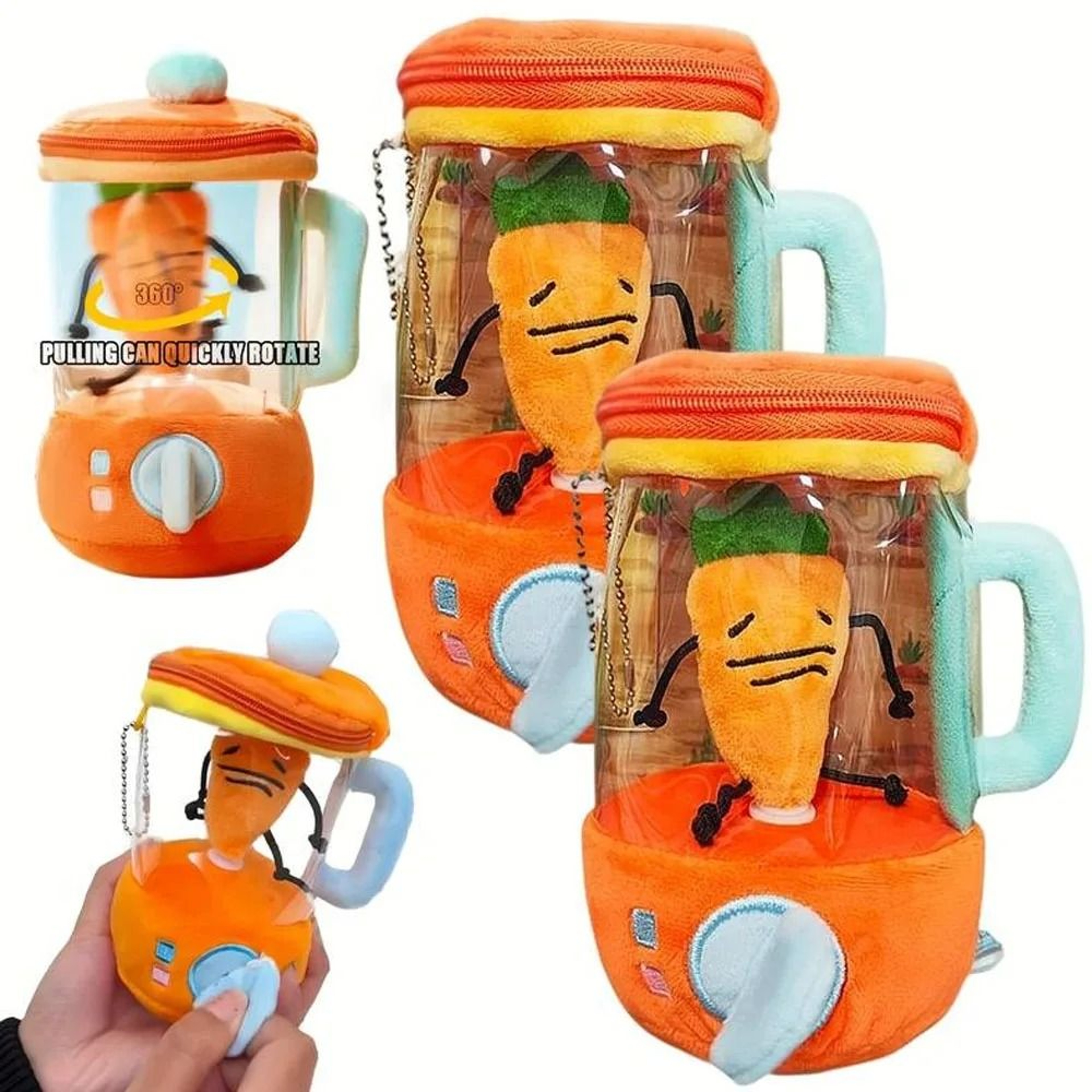 Rotating Drawstring Cartoon Carrot Juicer Plush Doll 0