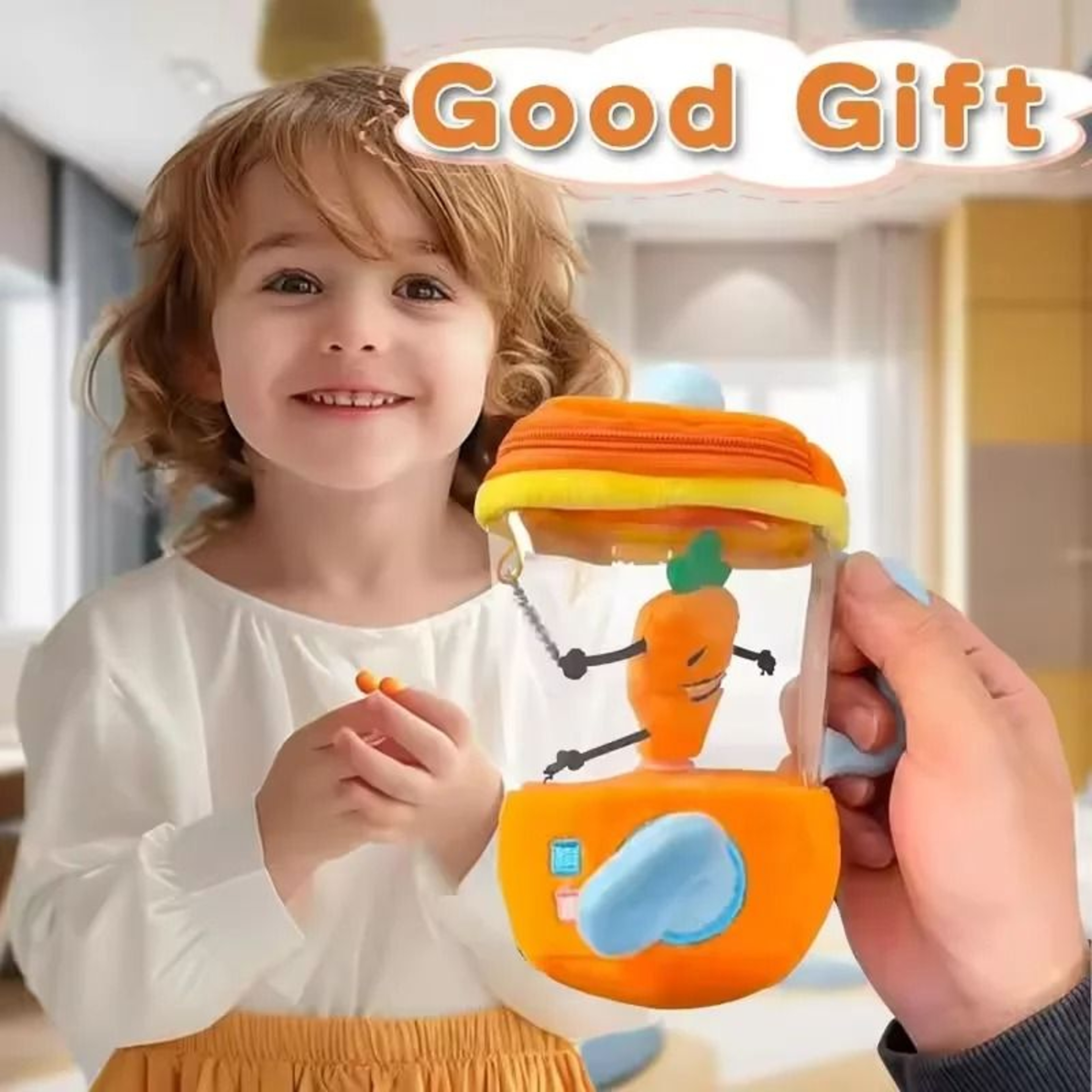 Rotating Drawstring Cartoon Carrot Juicer Plush Doll 1