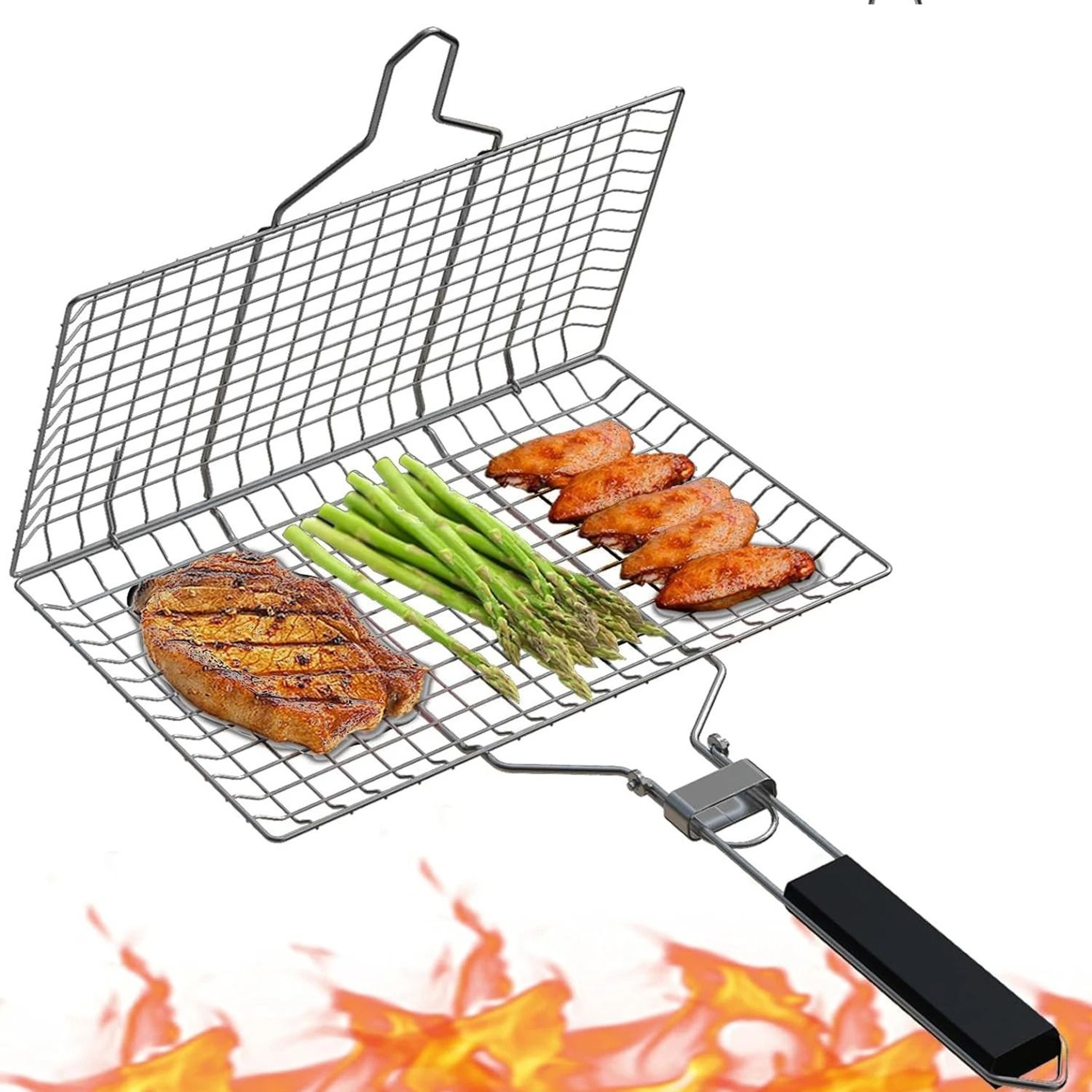 Stainless Steel Folding Grill Basket For Outdoor BBQ 0