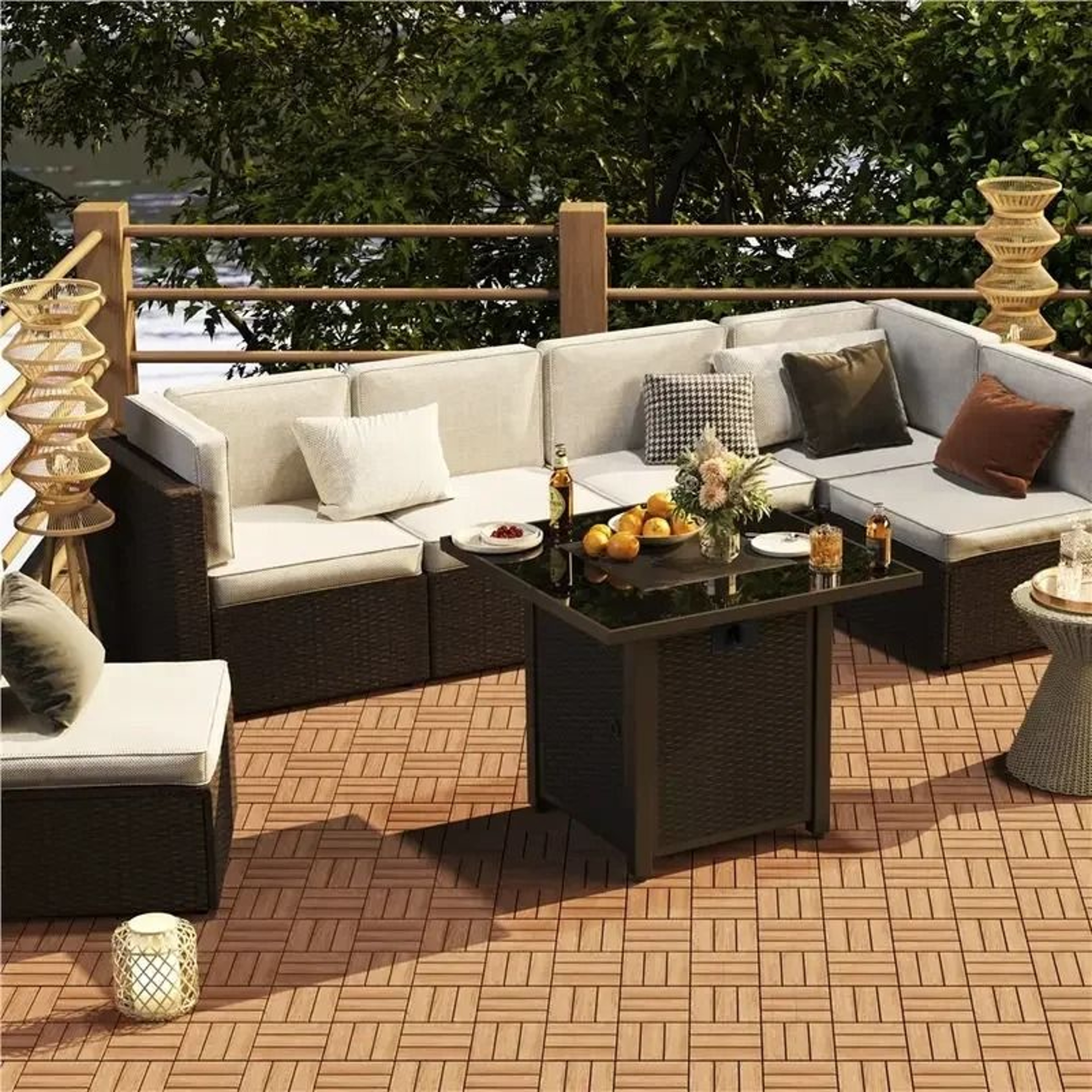 Professional Splicing Solid Wood Interconnected Floor Tiles 1