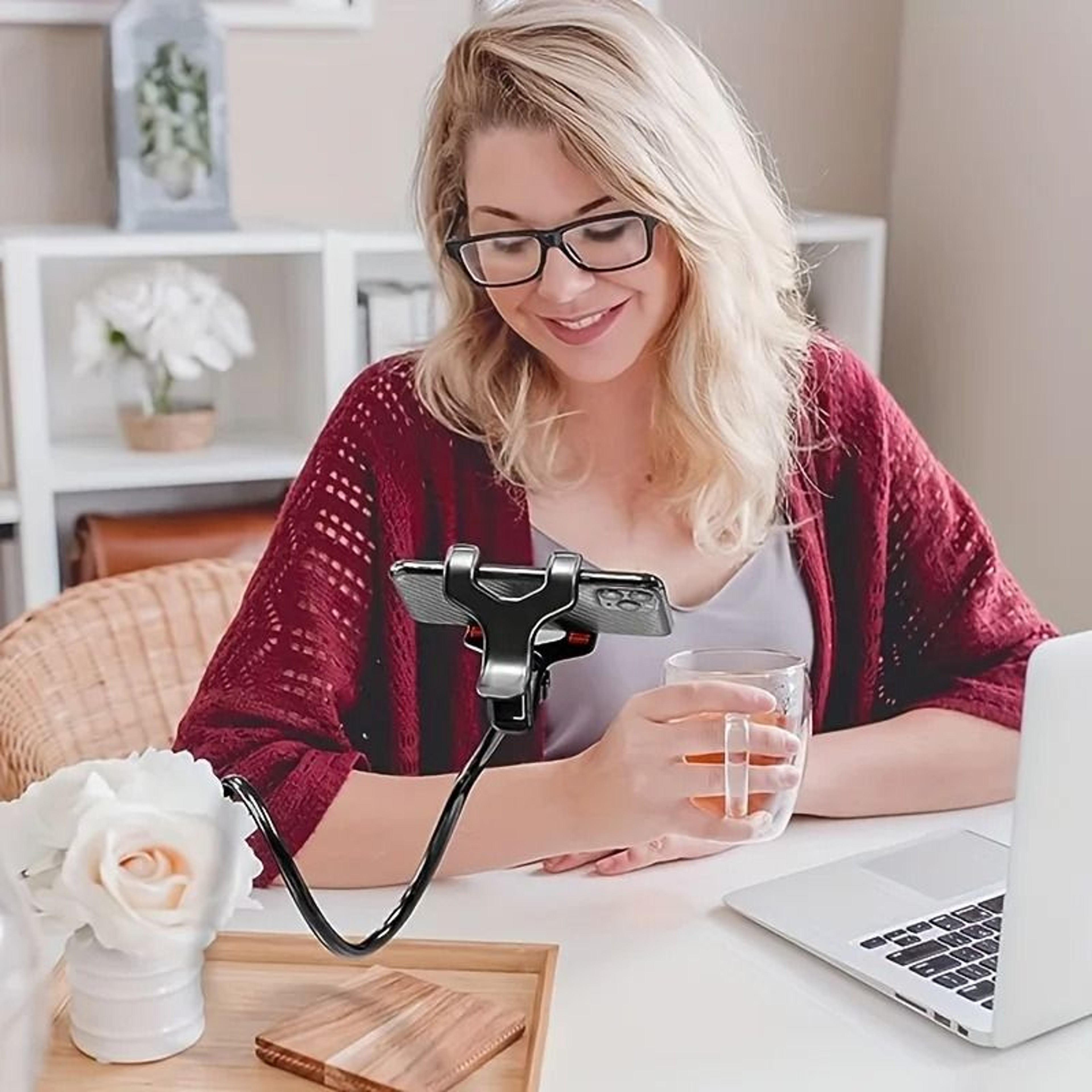 Phone Clipon Stand With Flexible Long Arm Gooseneck 3