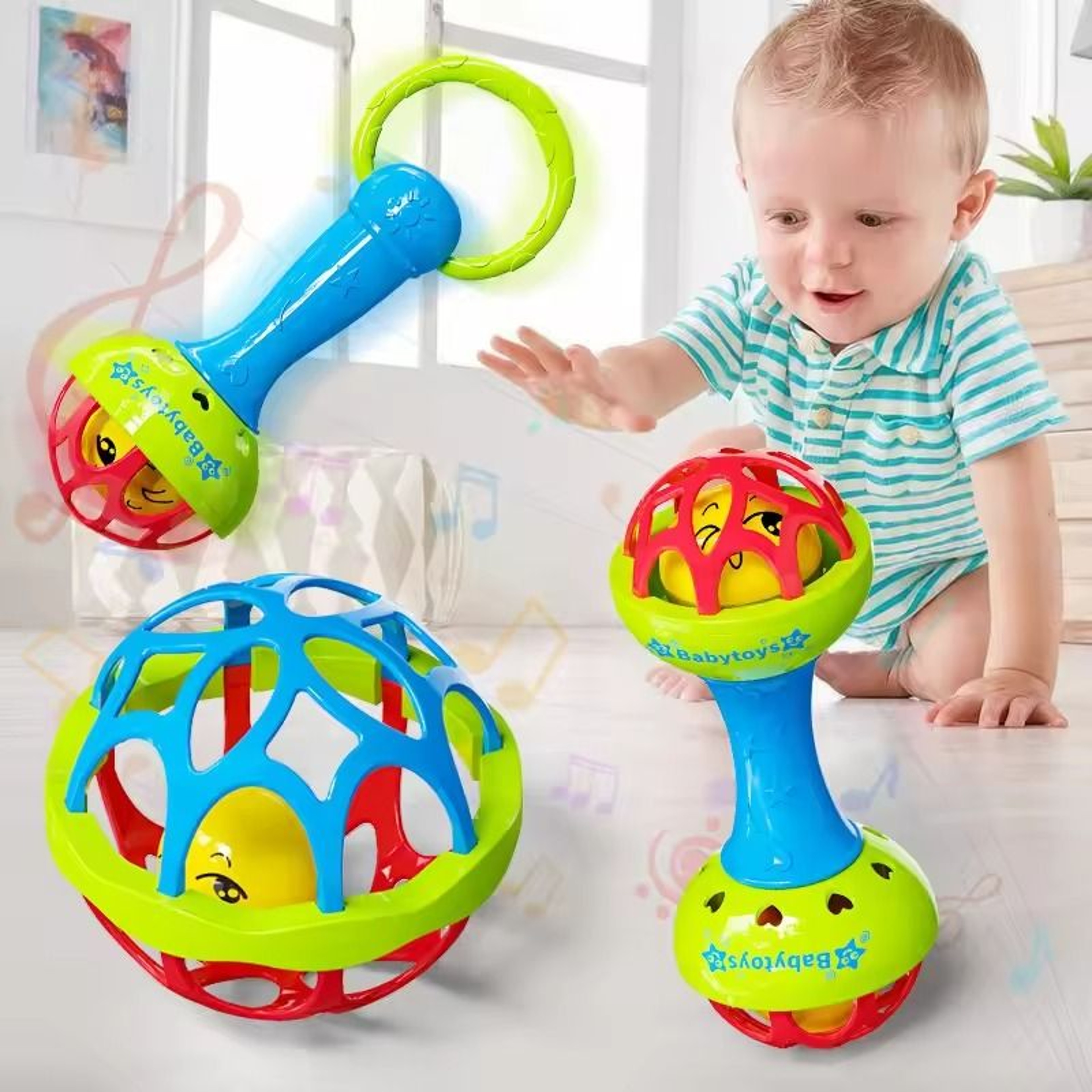 Drum Bell And Ball Rattle Toy Set 0