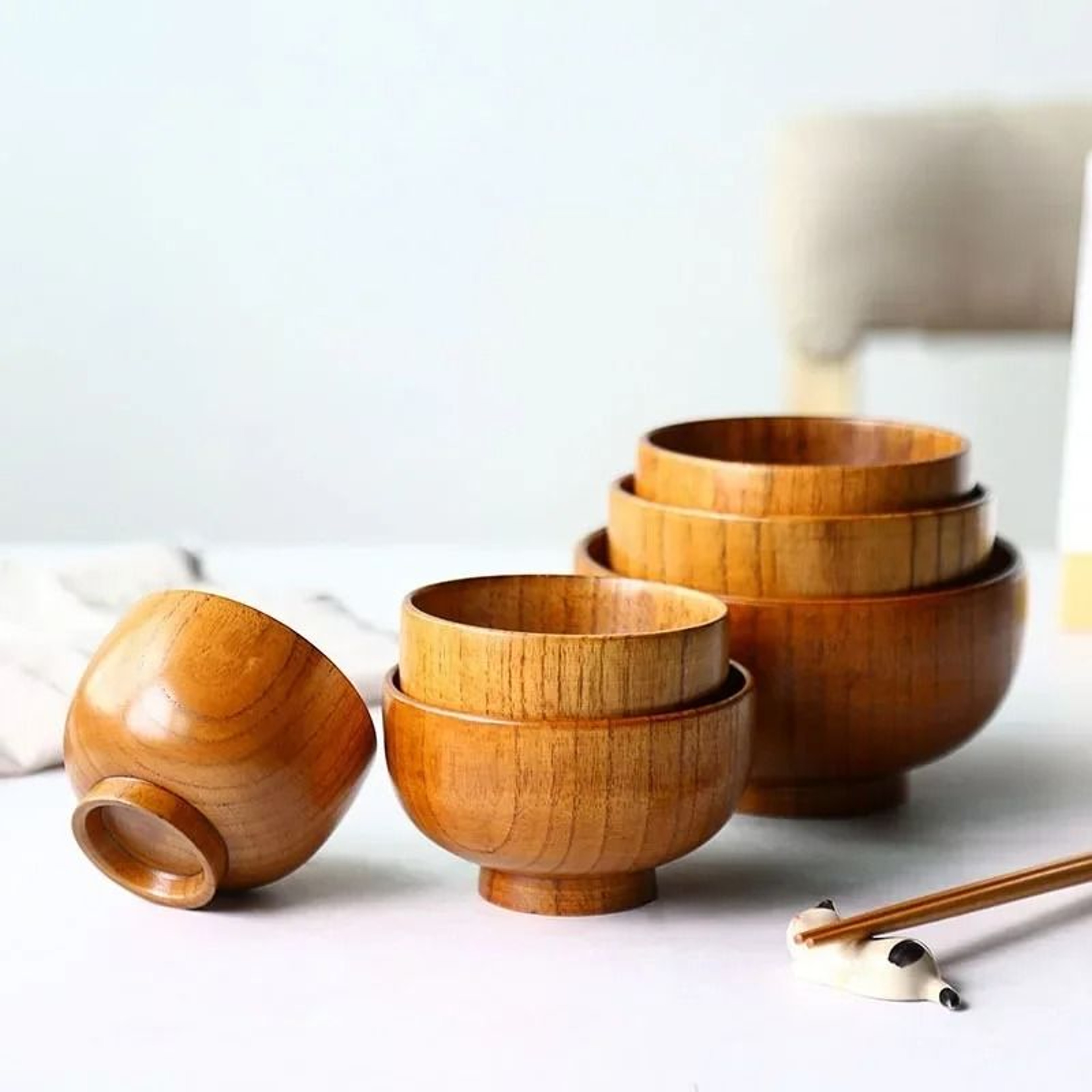 Natural Japanese Wooden Tableware Bowl 4