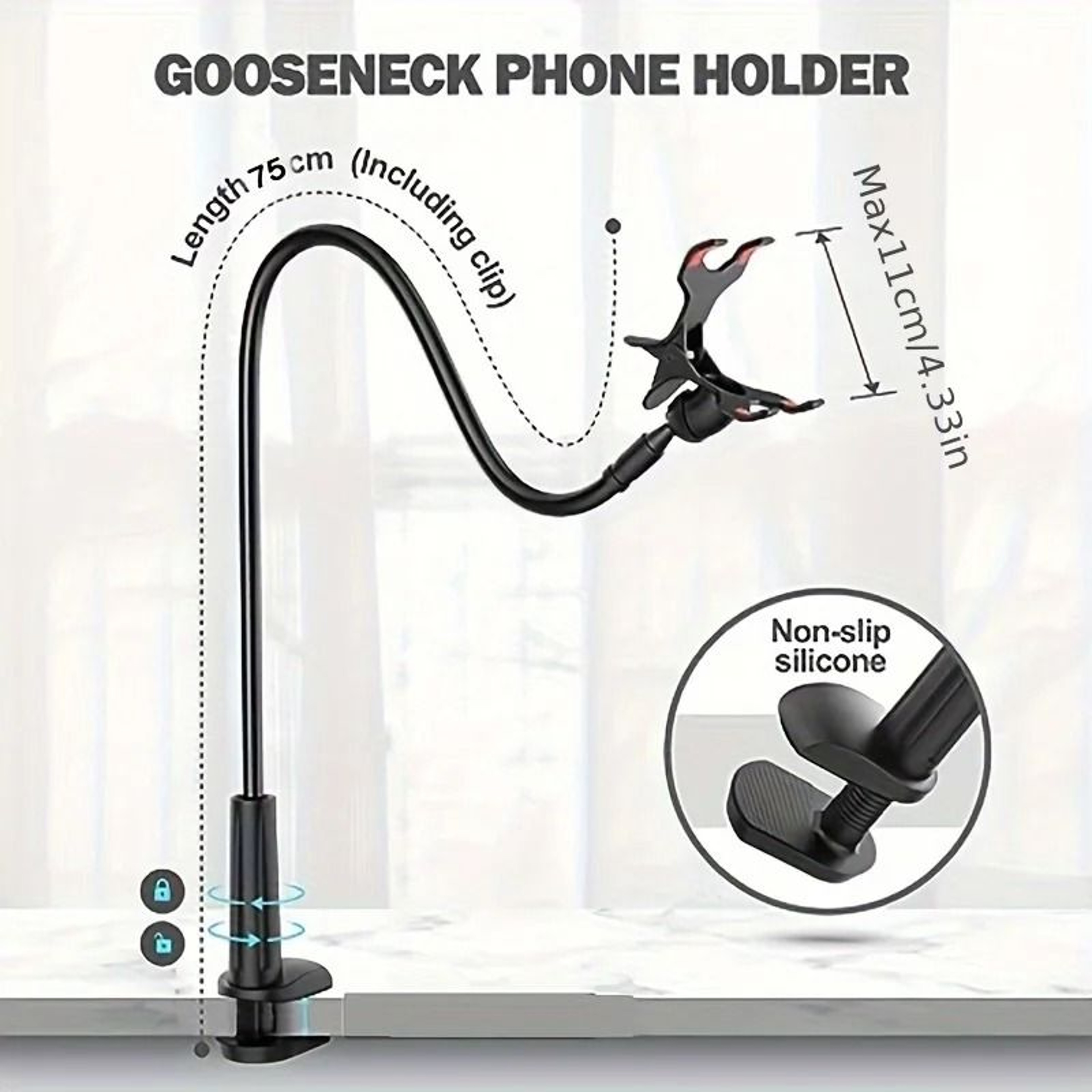 Flexible Long Arm Gooseneck Phone Stand 2