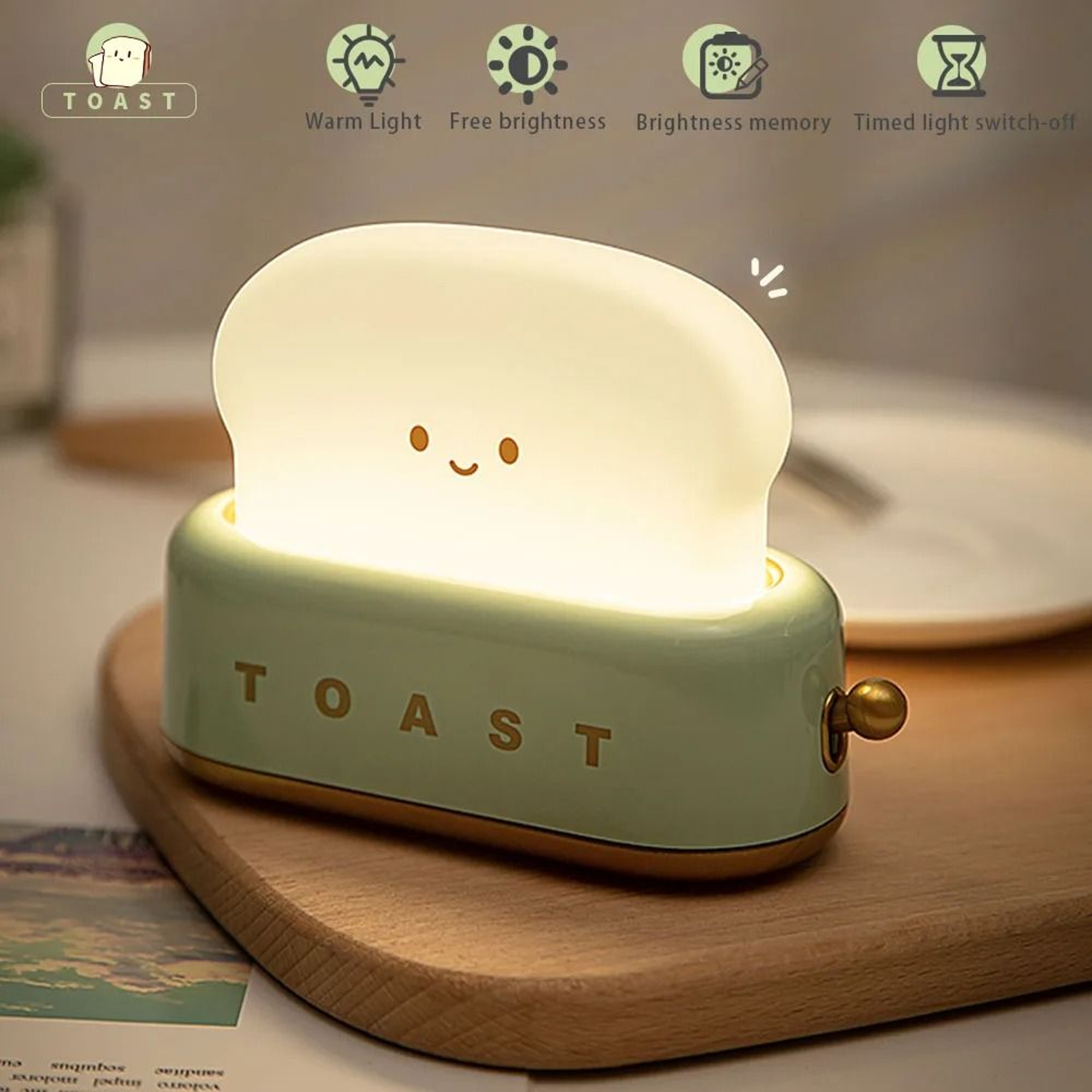 BANDIAN Bread Toast Cartoon LED Night Light 0