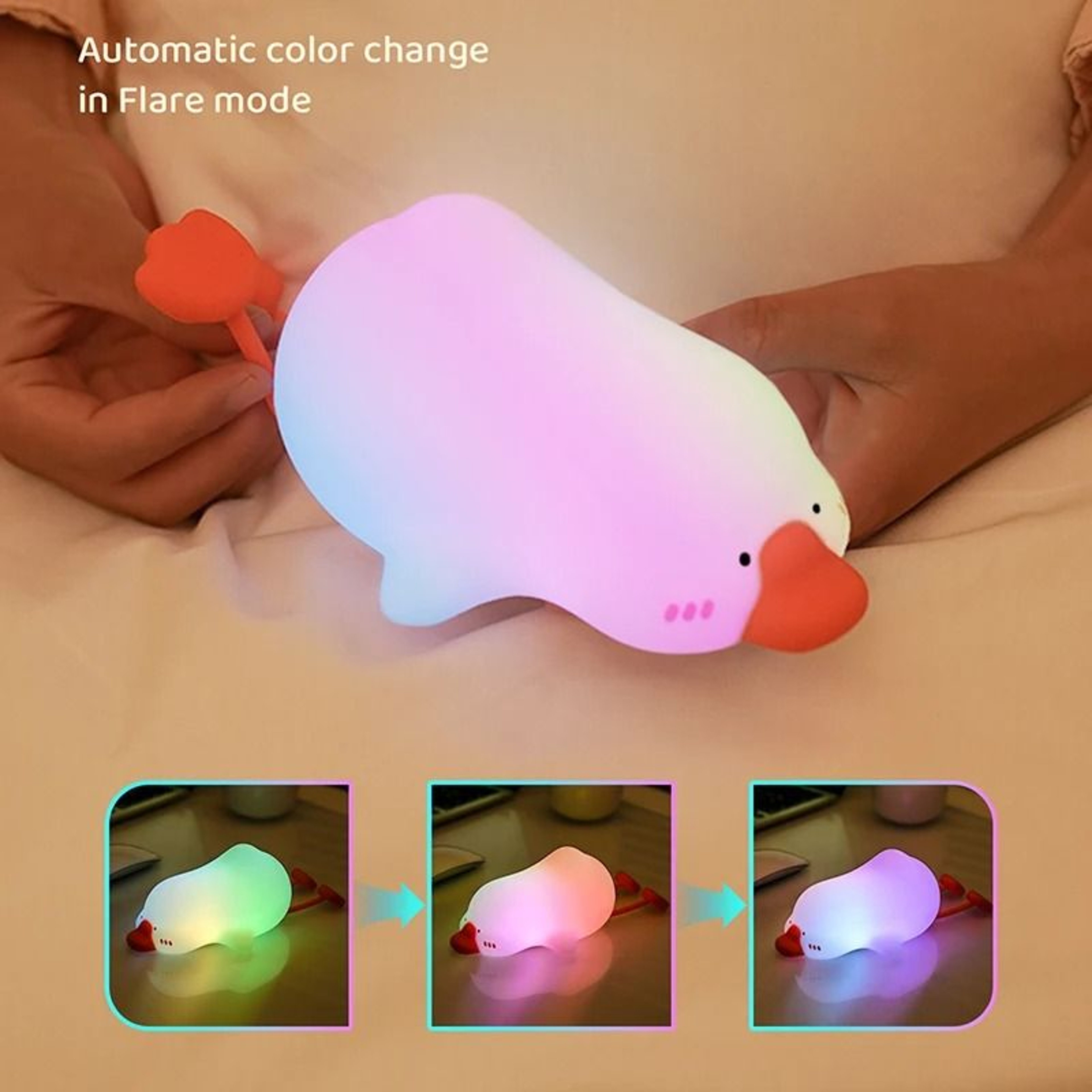 BANDIAN Rechargeable LED Cute Duck Night Light 3