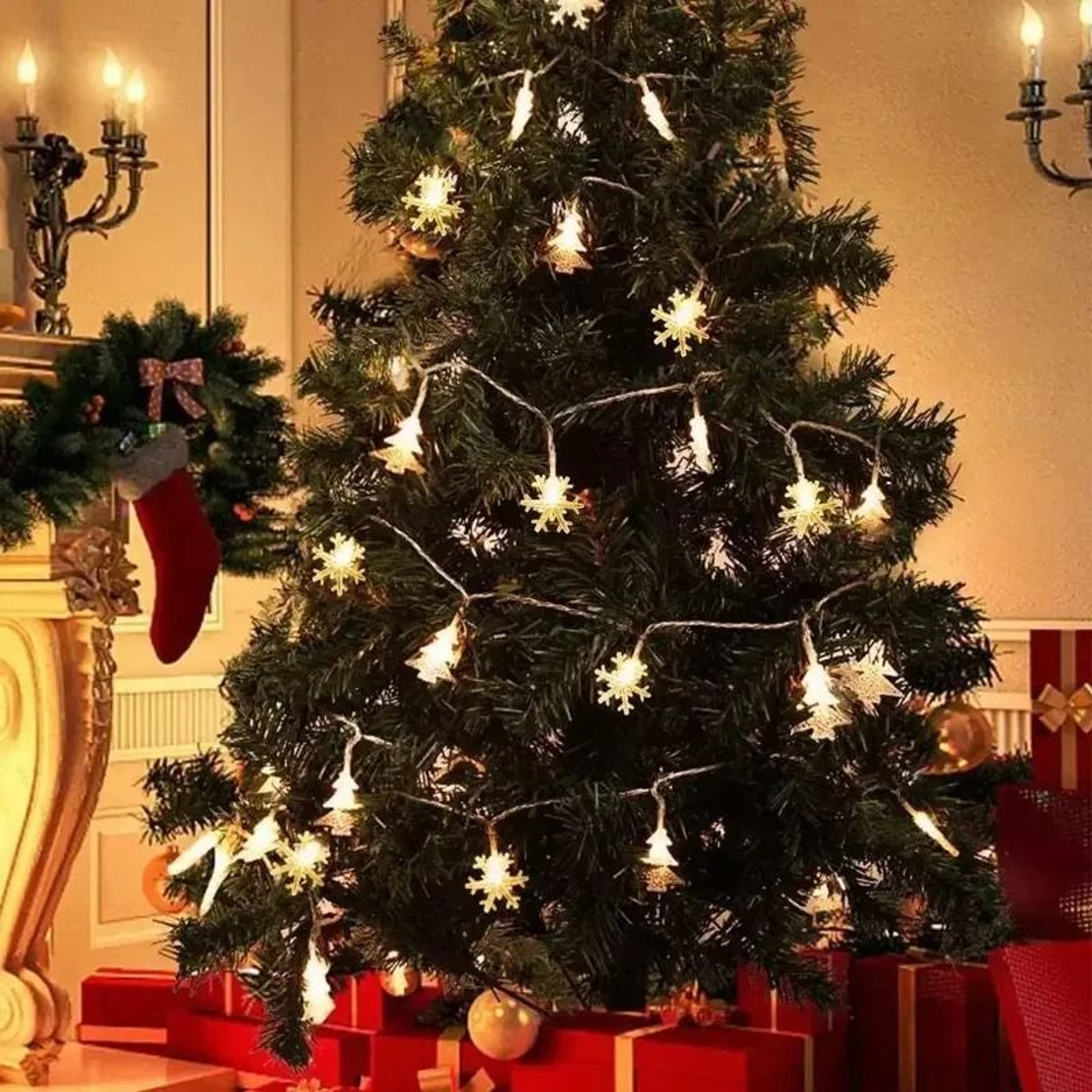 LED Snowflake BatteryOperated Fairy String Lights 0