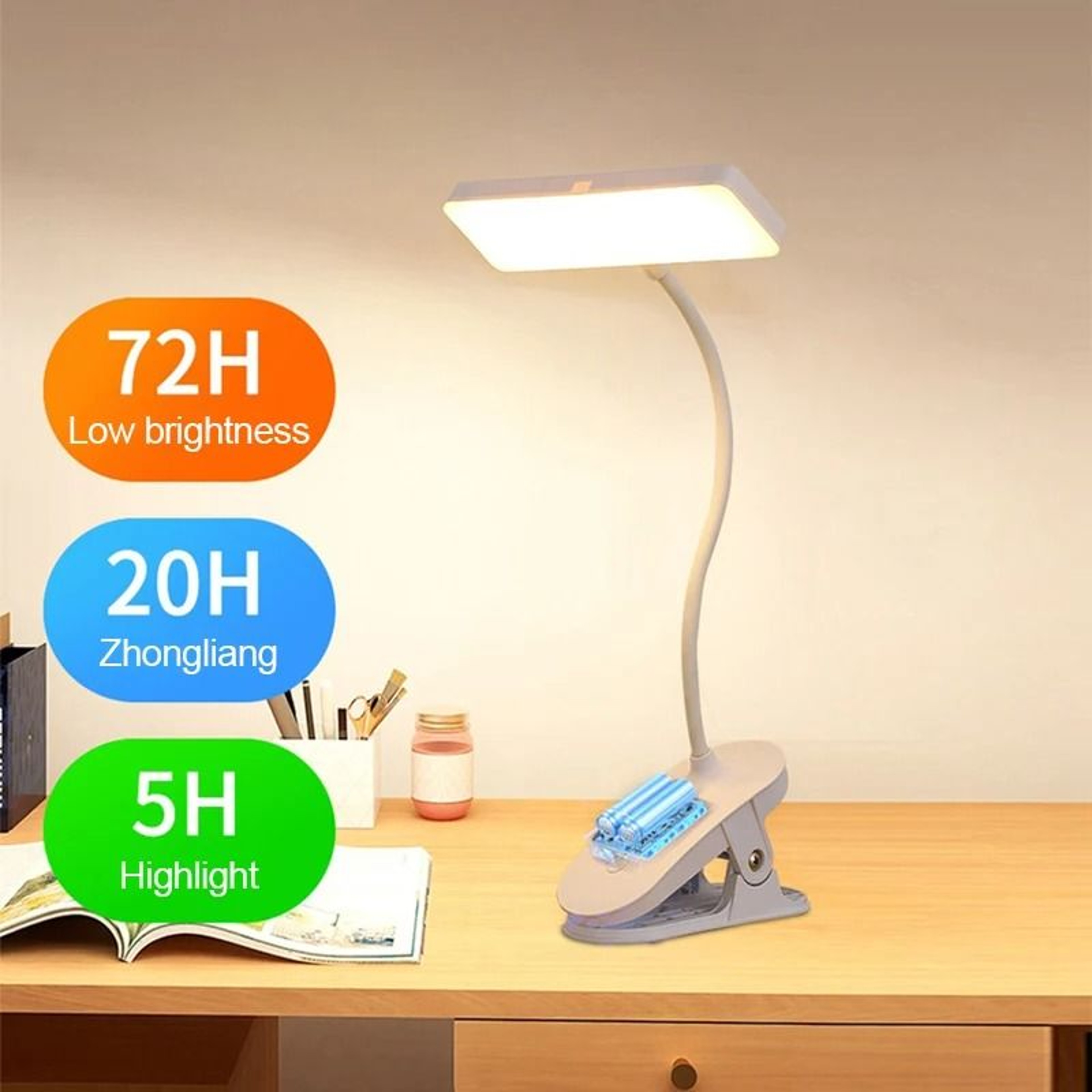 Rechargeable LED Eye Protection Clip Desktop Lamp 0