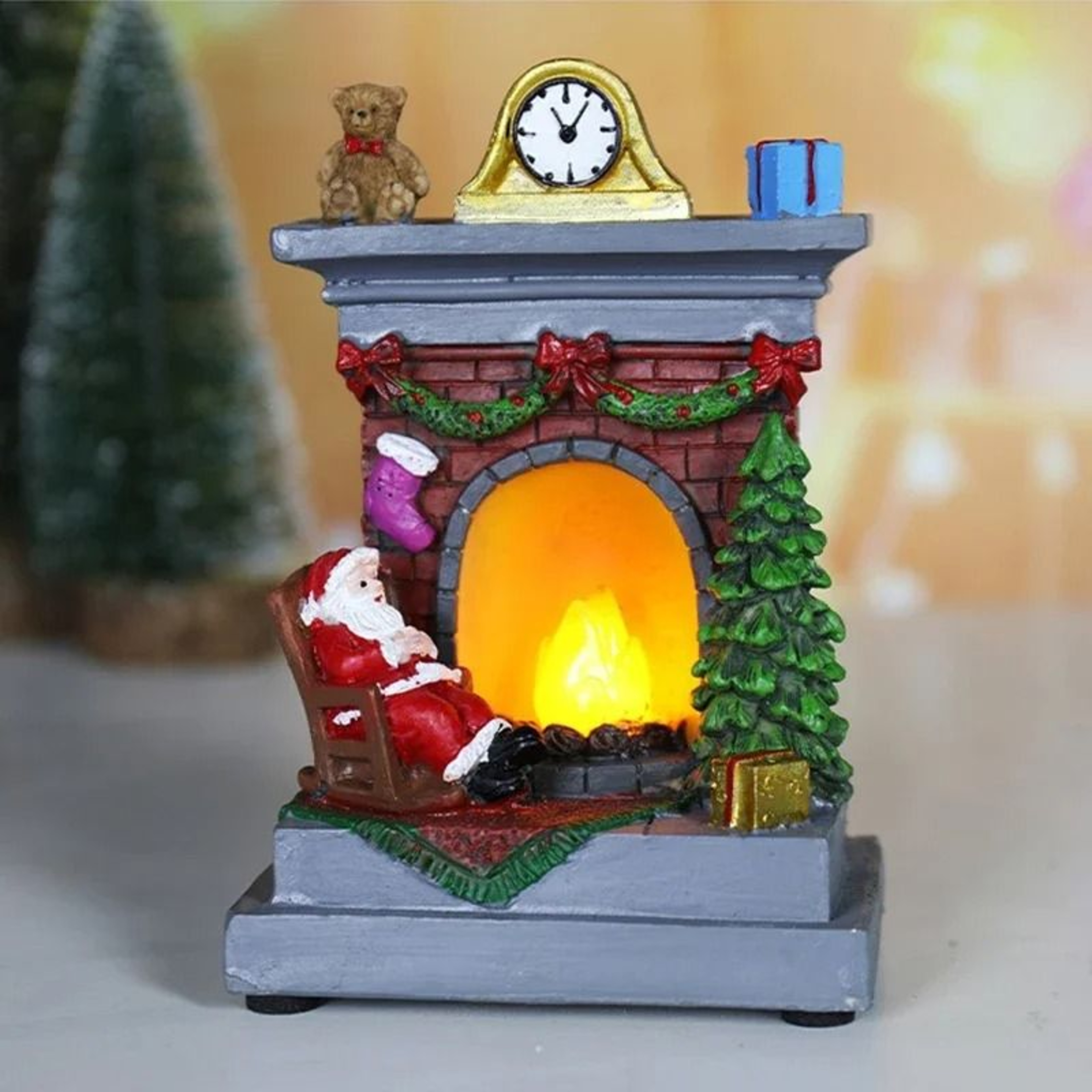 Christmas Glowing Resin Fireplace Ornaments 2