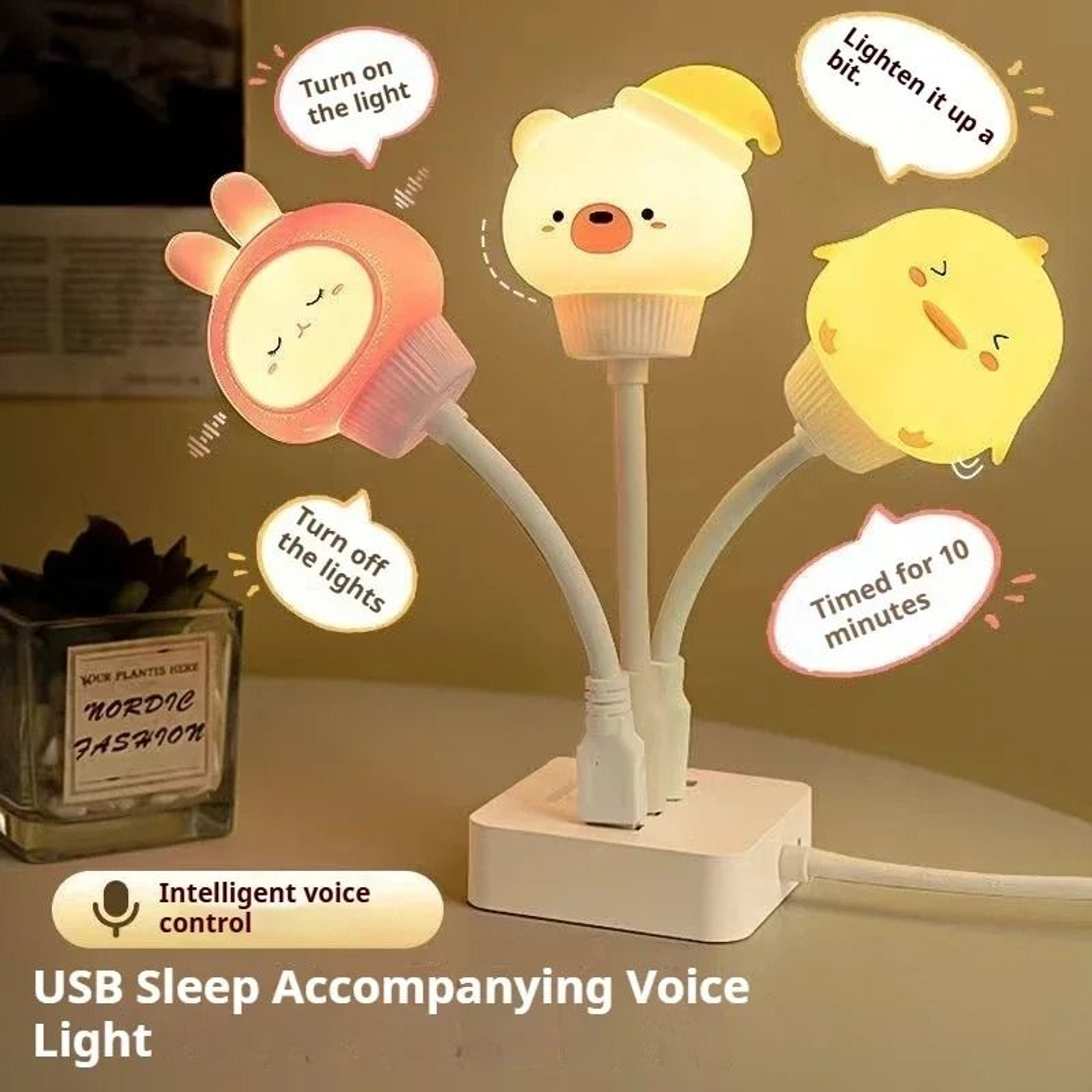Cute Cartoon Voice Control LED Night Light 4