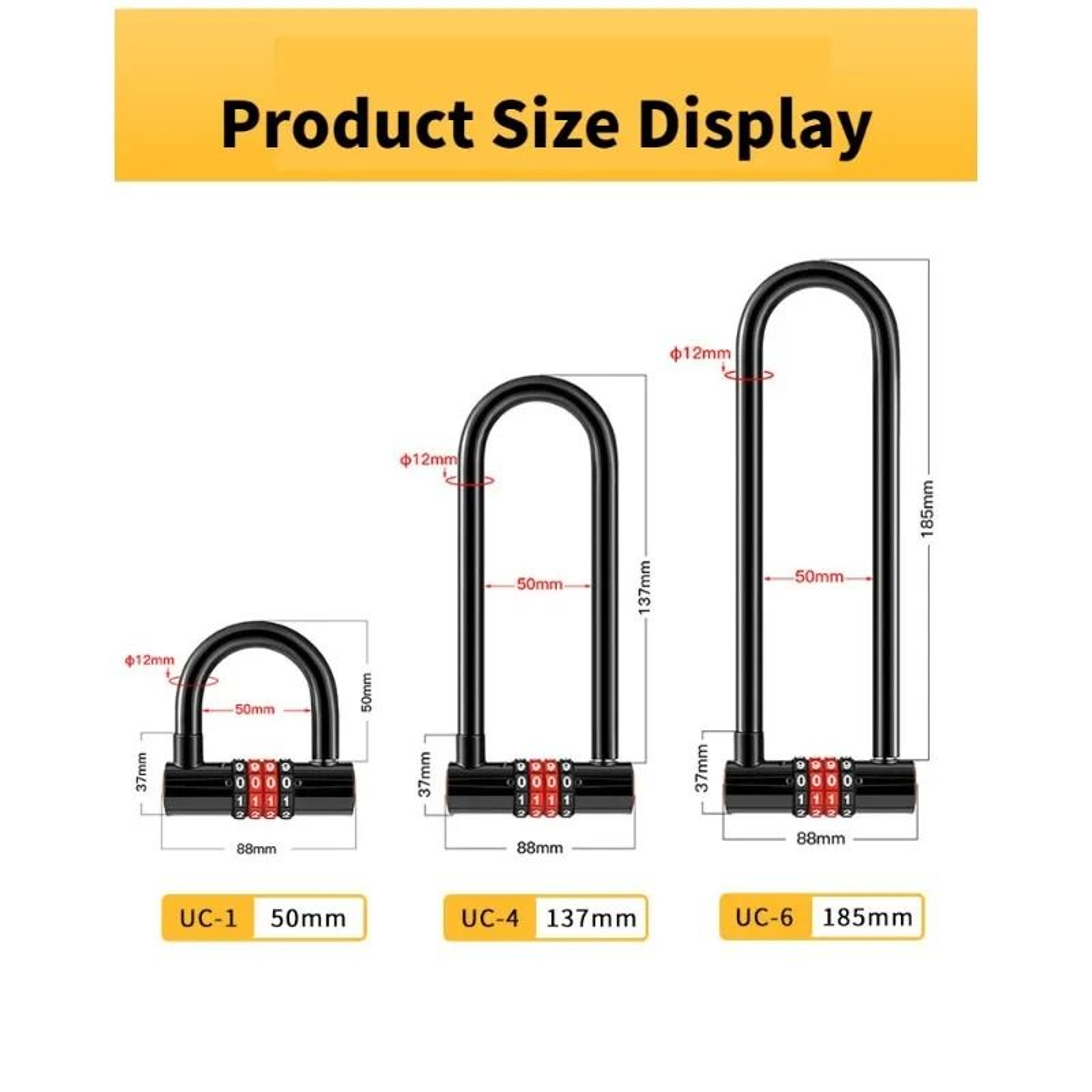 Extended UShaped AntiTheft Combination Lock 4