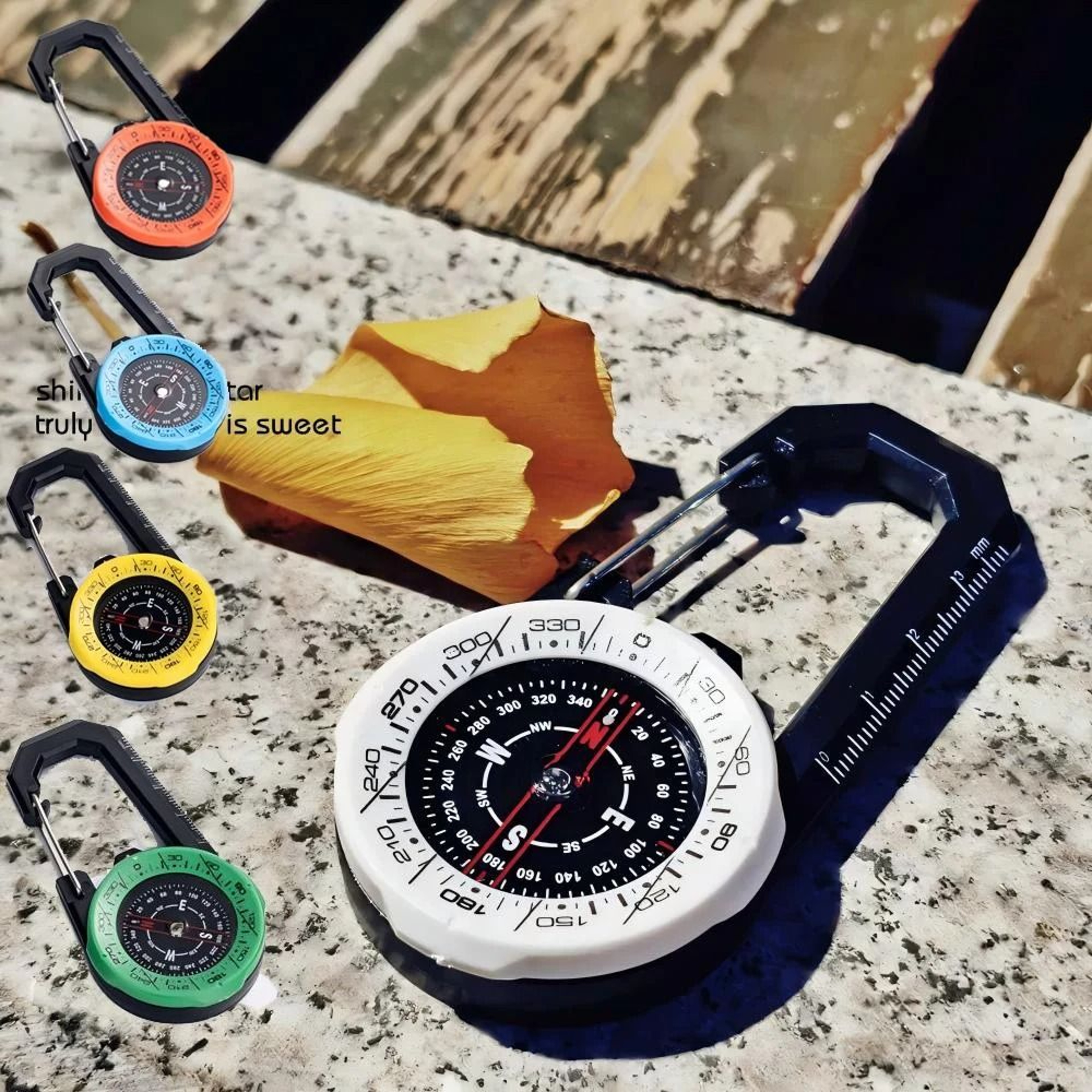 Waterproof Tactical Carabiner Compass Guide 0