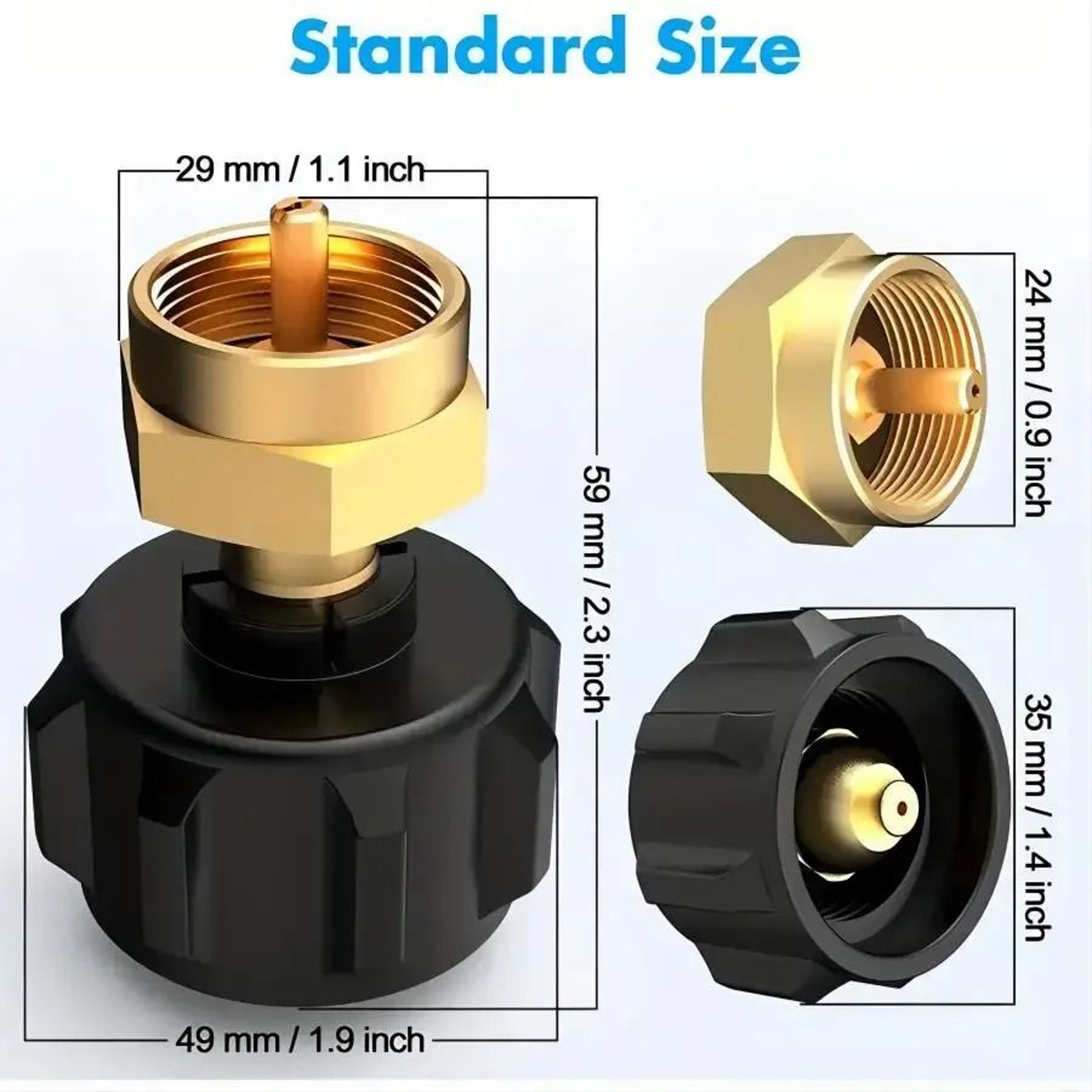 IndustrialStandard Solid Brass Propane Refill Adapter 3