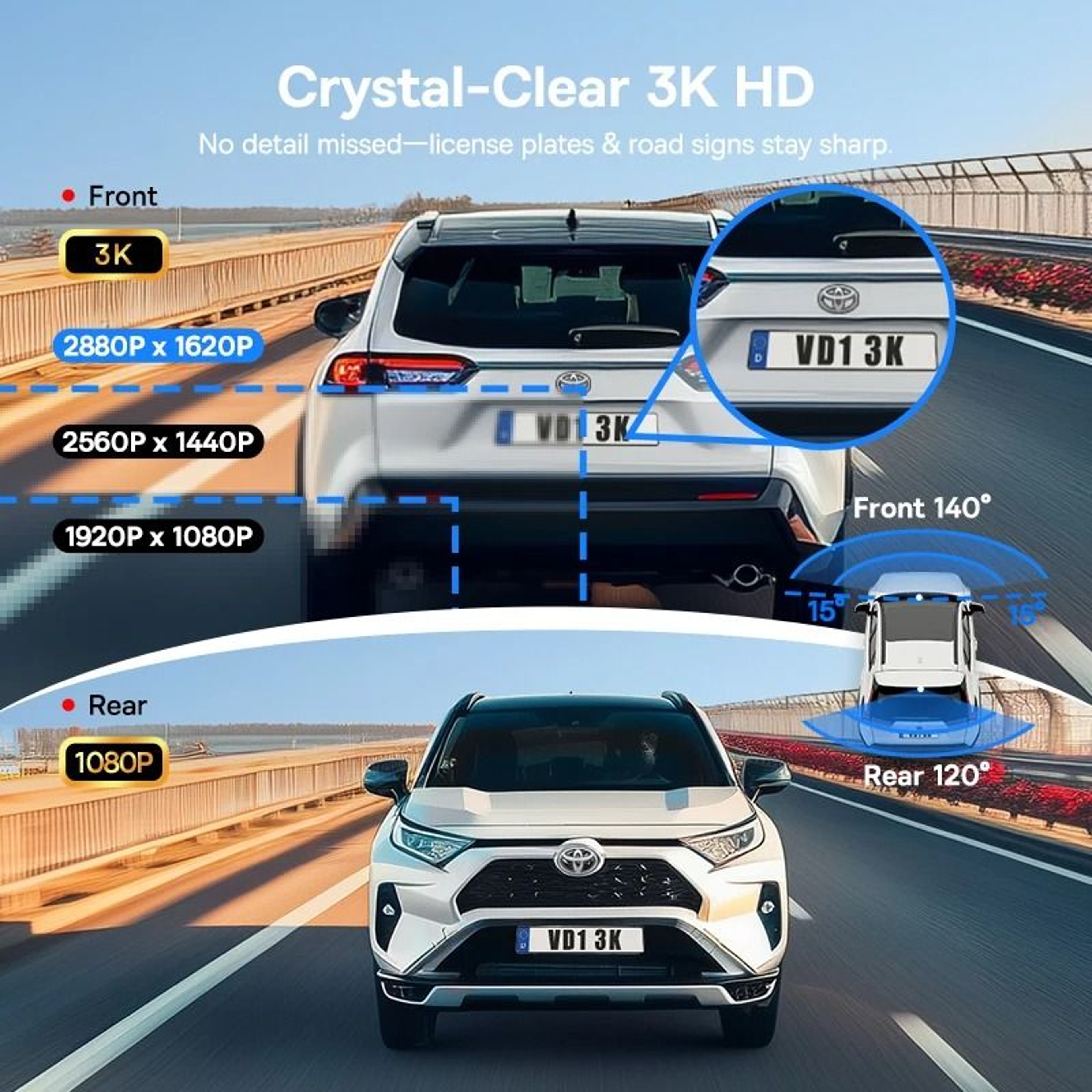 Baseus 3K Dash Cam VD1 Front And Rear 2
