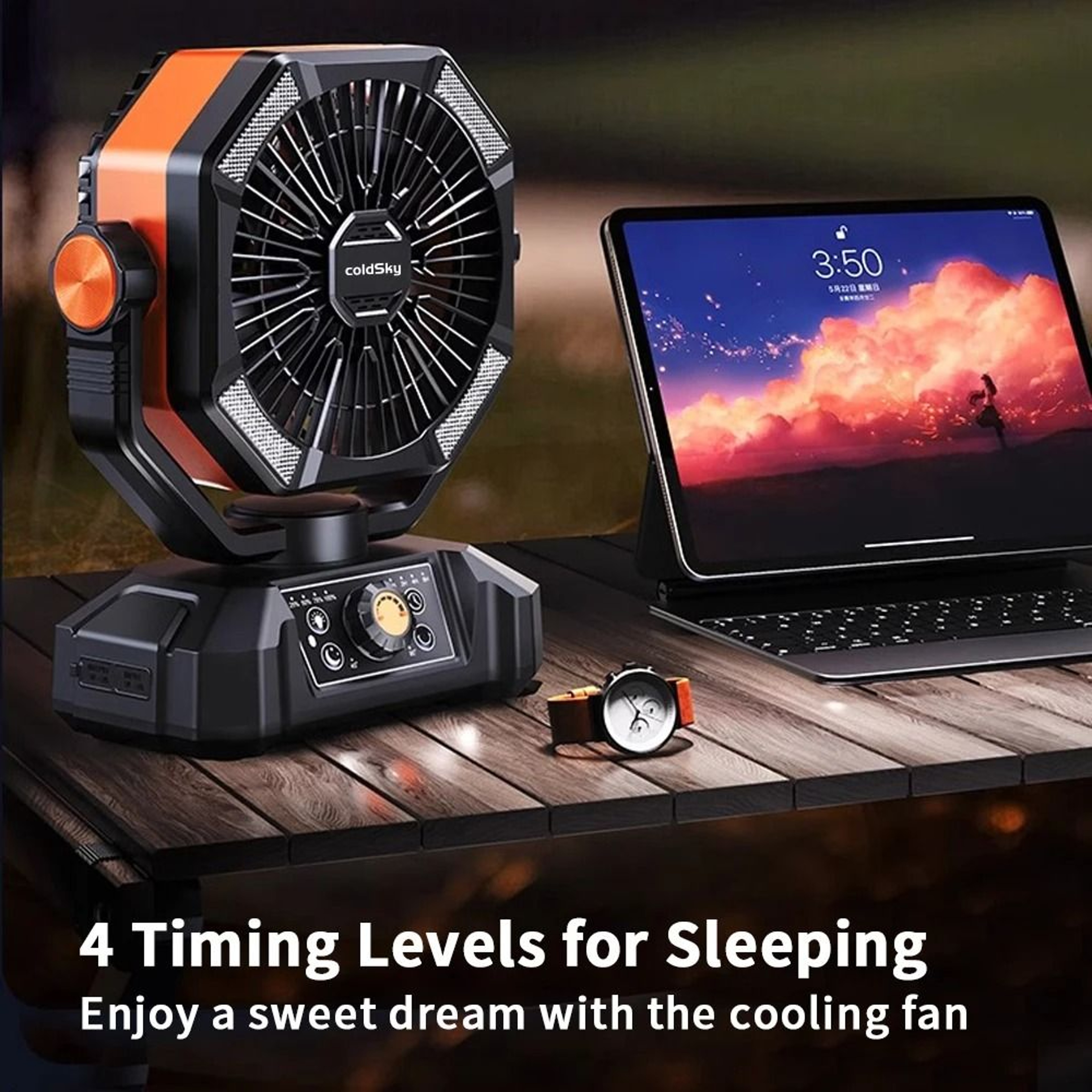 20000mAh Battery Camping Fan With LED Lantern 4