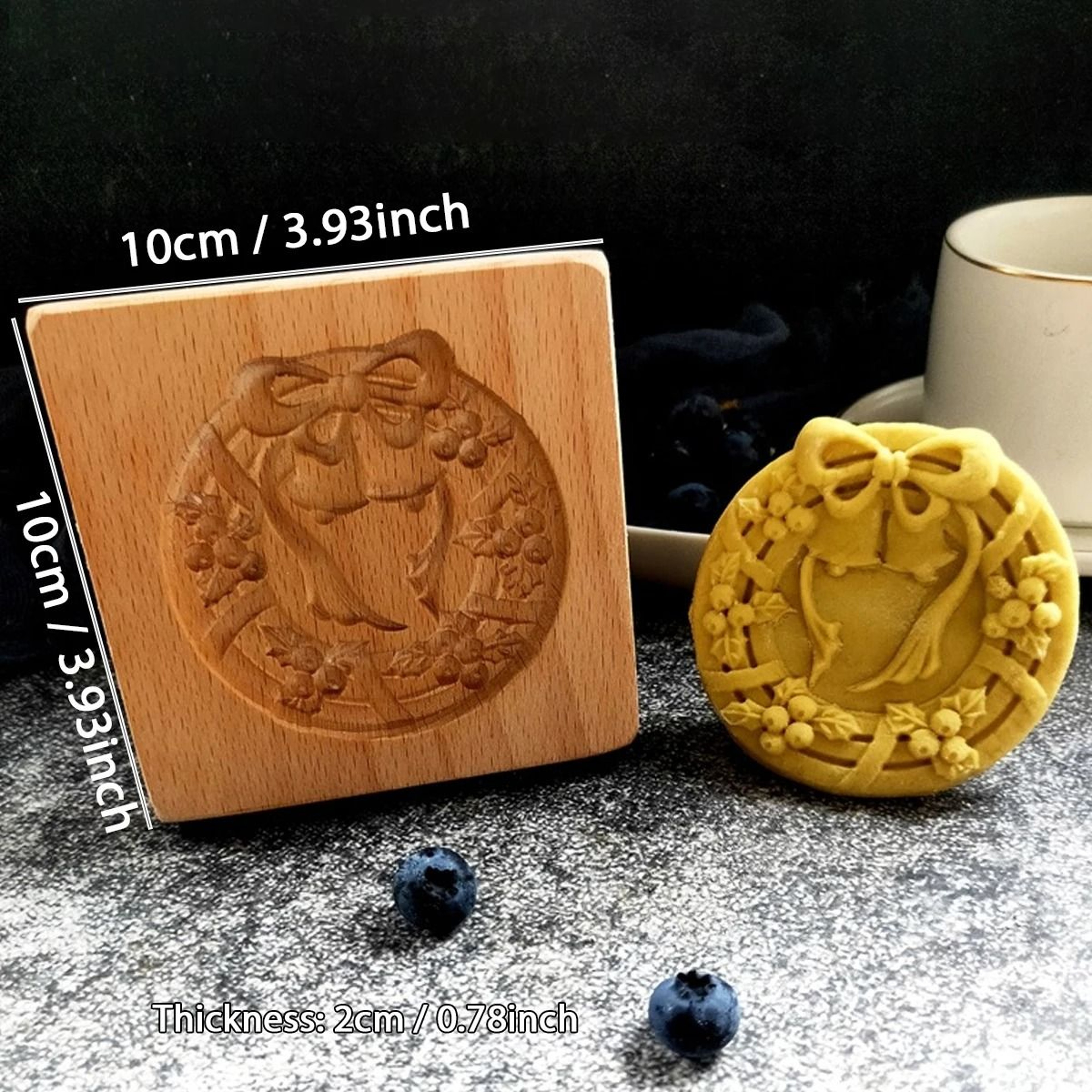 Christmas 3D Engraved Wooden Cookie Mold 6