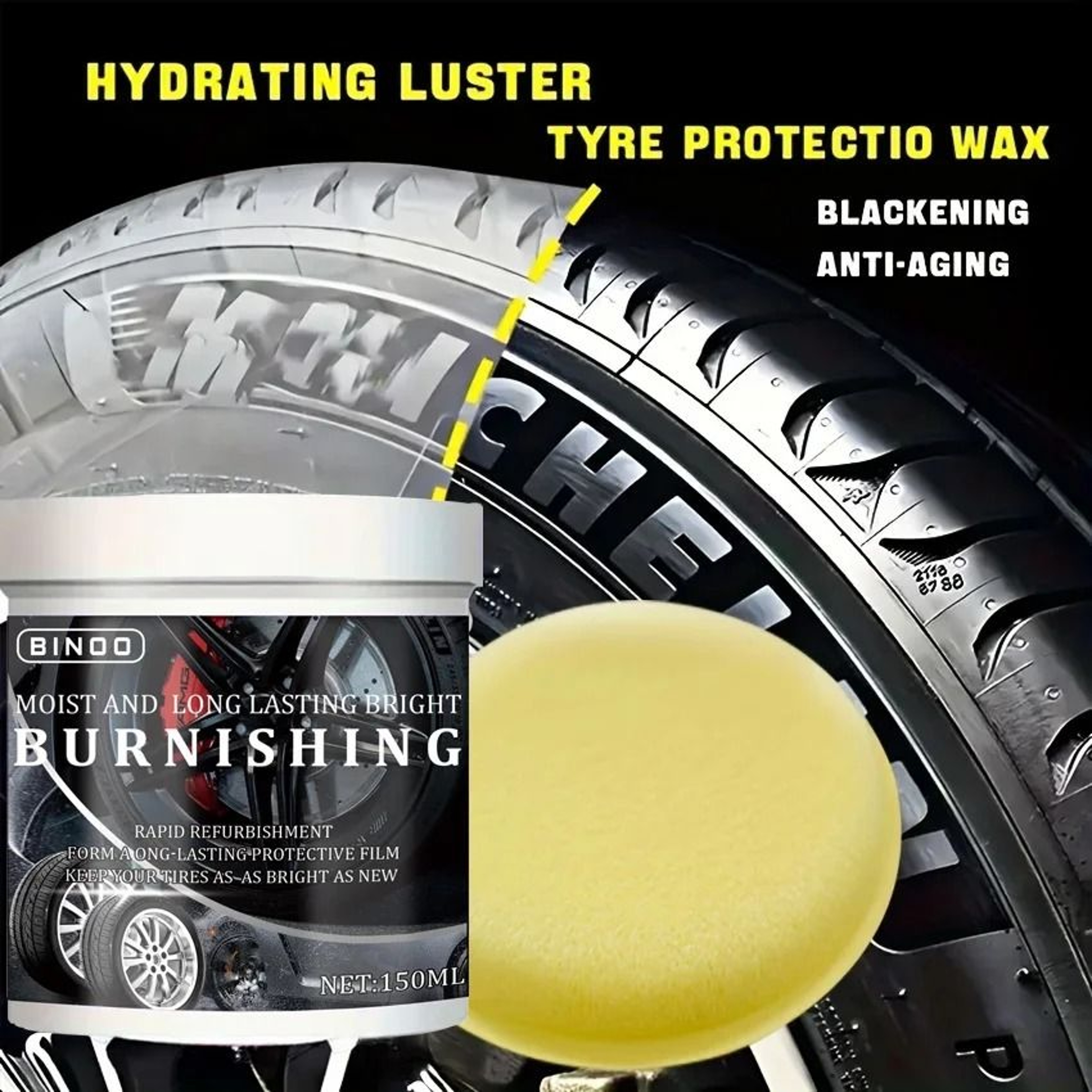 Binoo Tire Blackening Coating Wax And Protection Kit 2