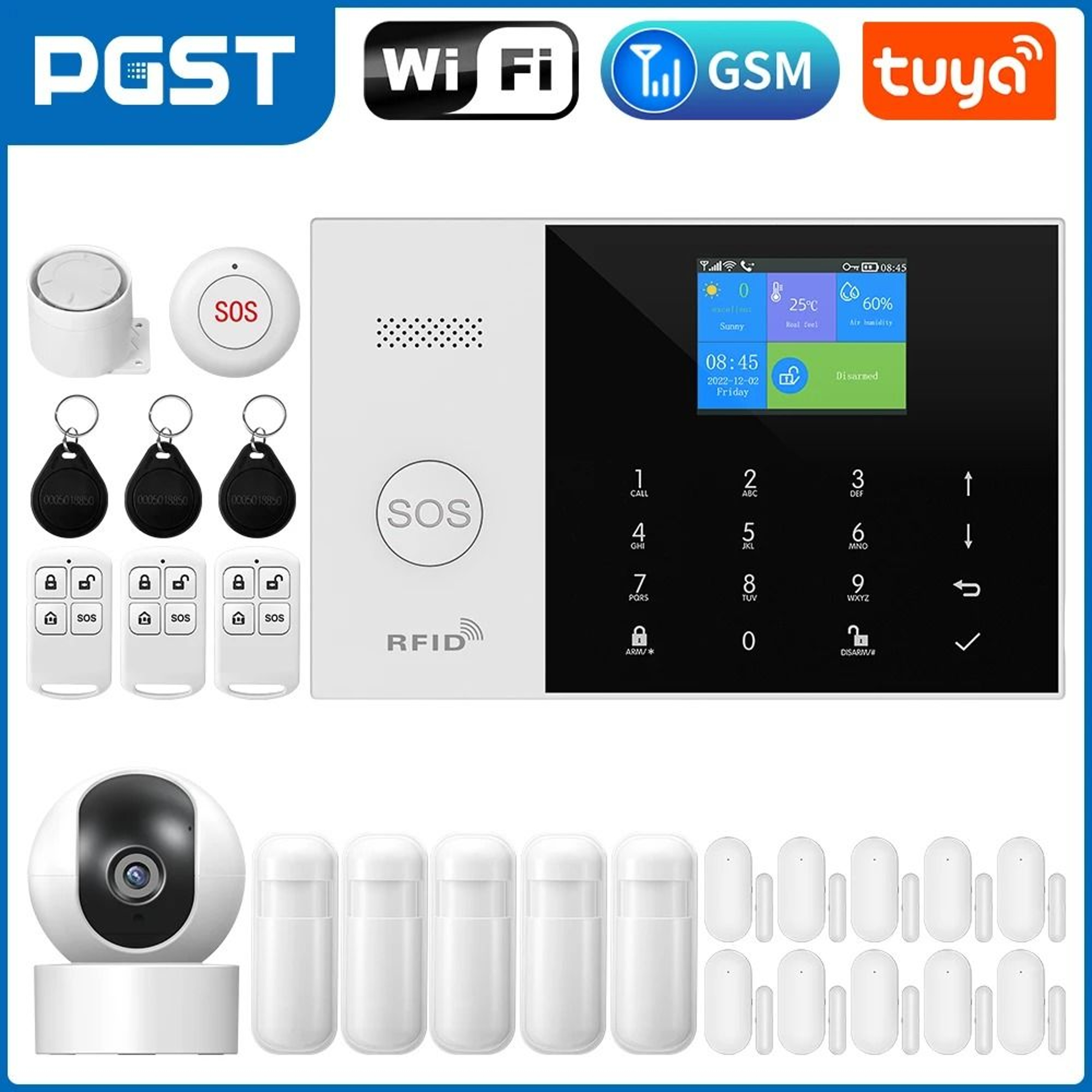 PGST Residential Tuya Smart GSM  WiFi Home Alarm System 8