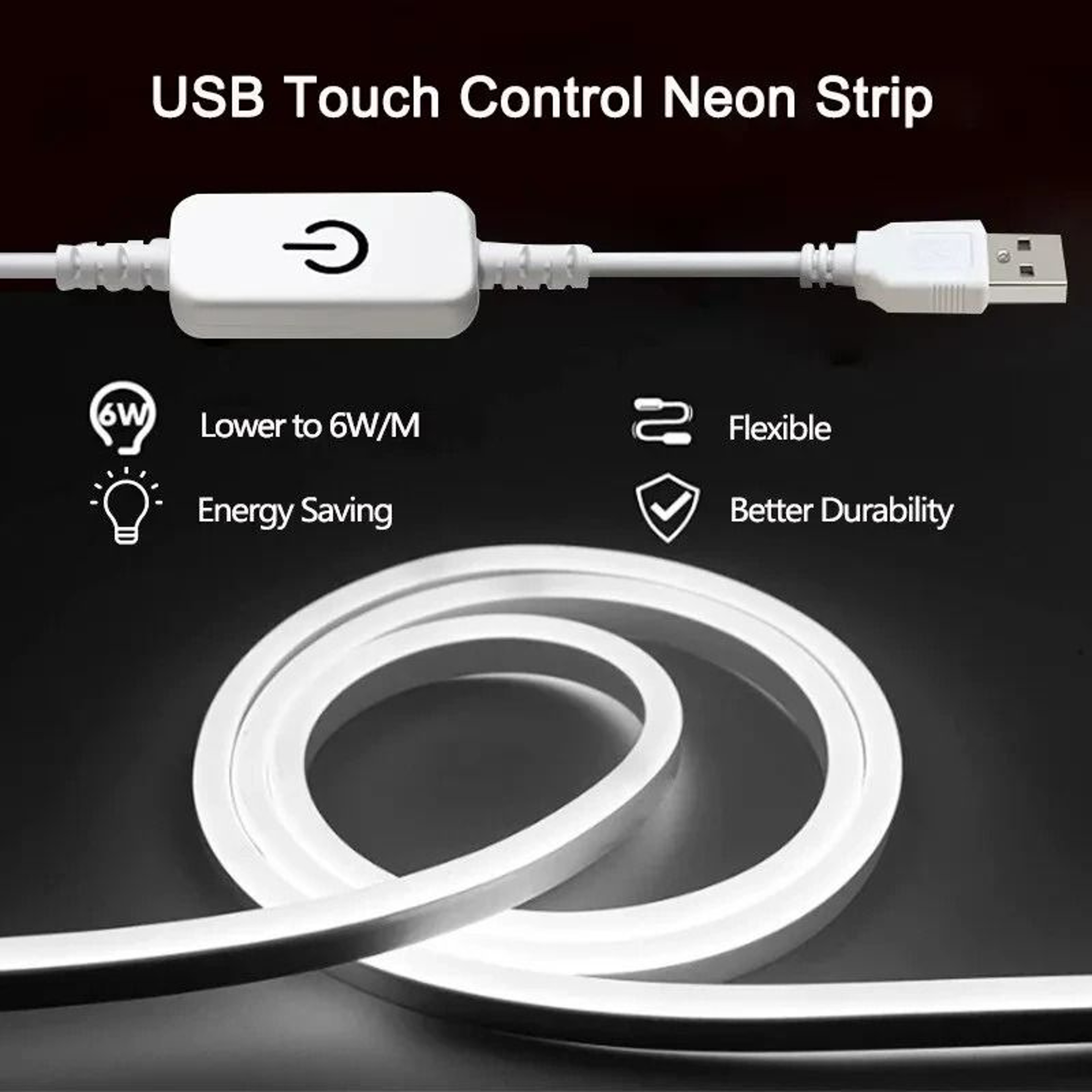 5V USB Dimmable Silicone LED Neon Strip Light 1