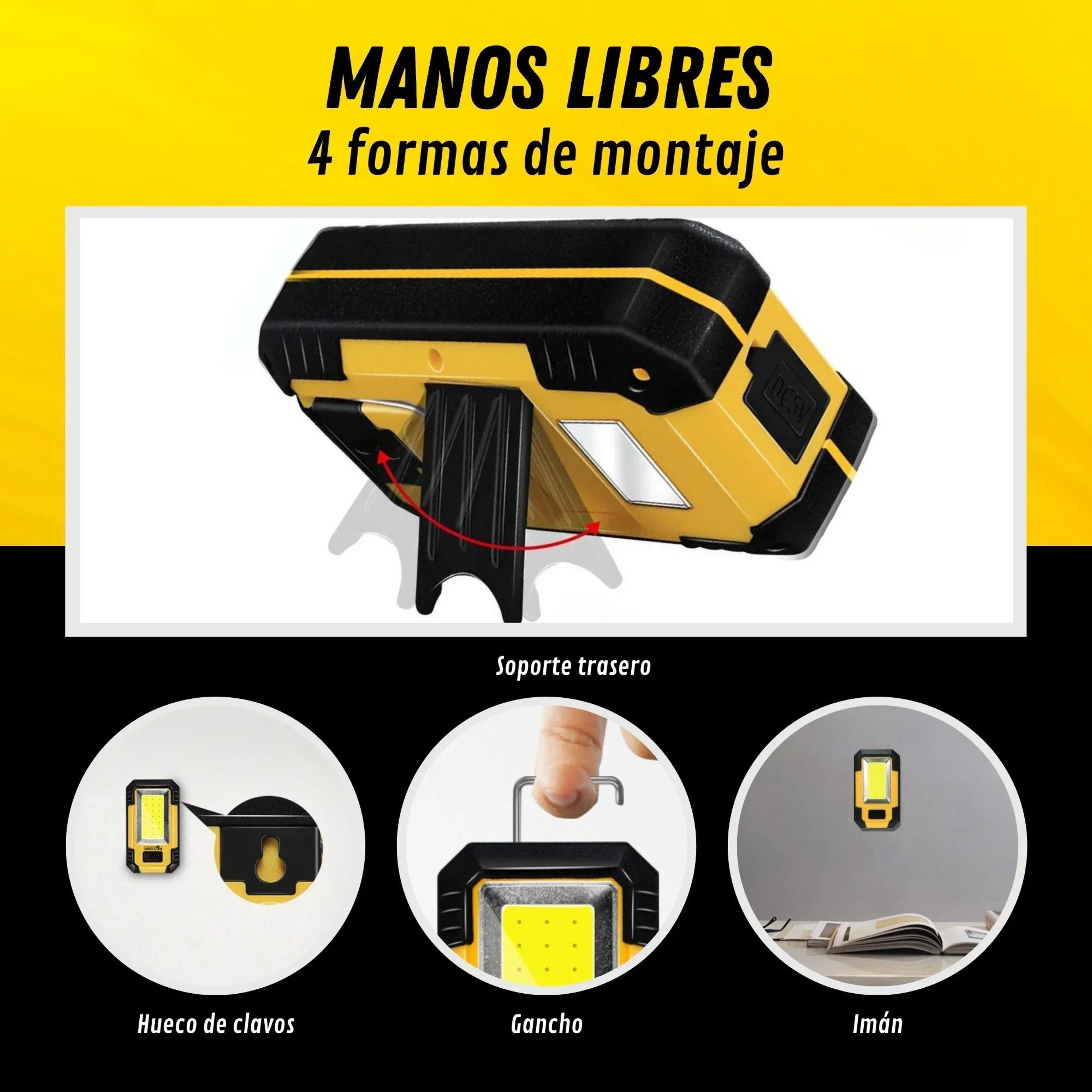 Rechargeable 30W Super Bright COB Work Light  Power Bank 3