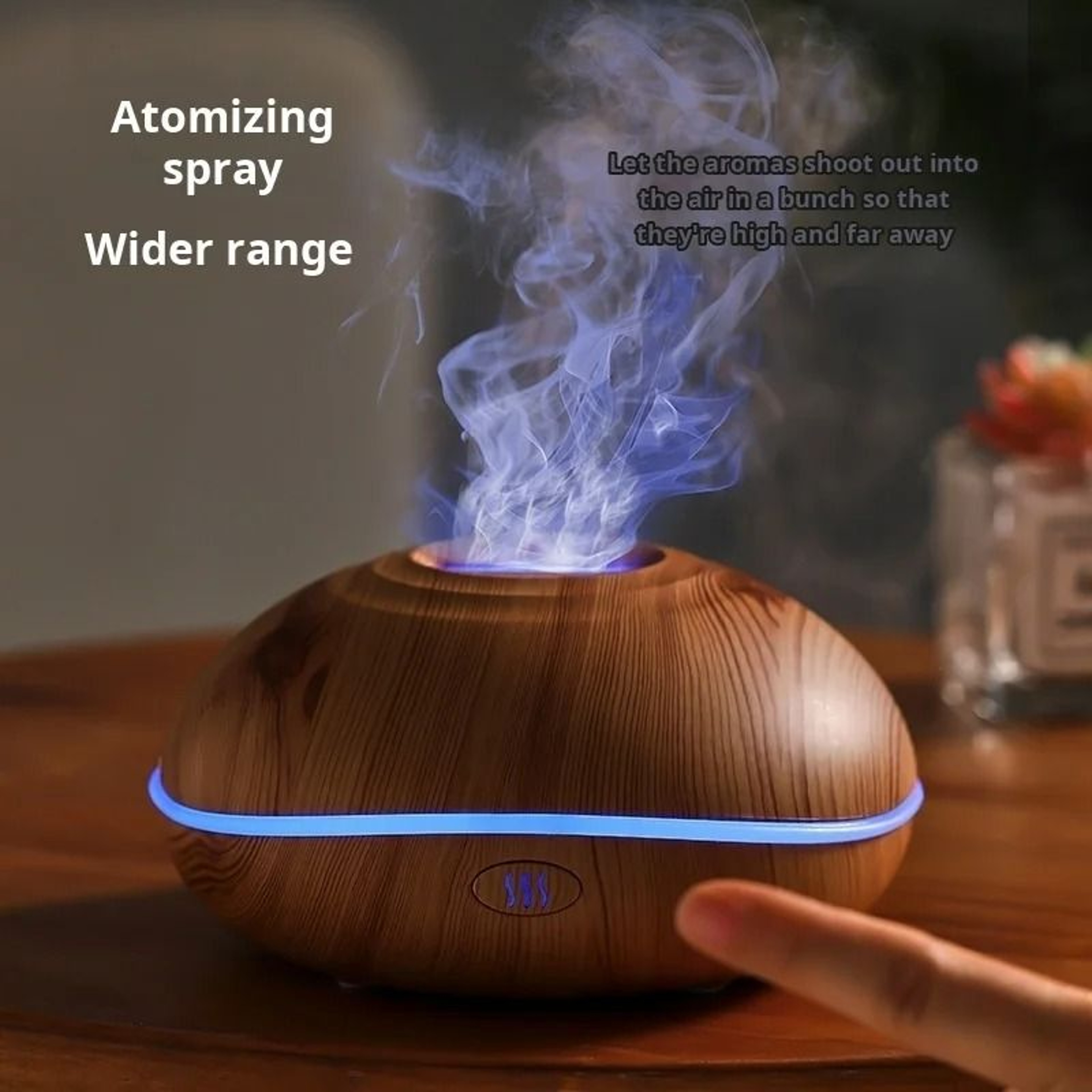 7Color Fire Flame Wood Grain Aromatherapy Diffuser 3