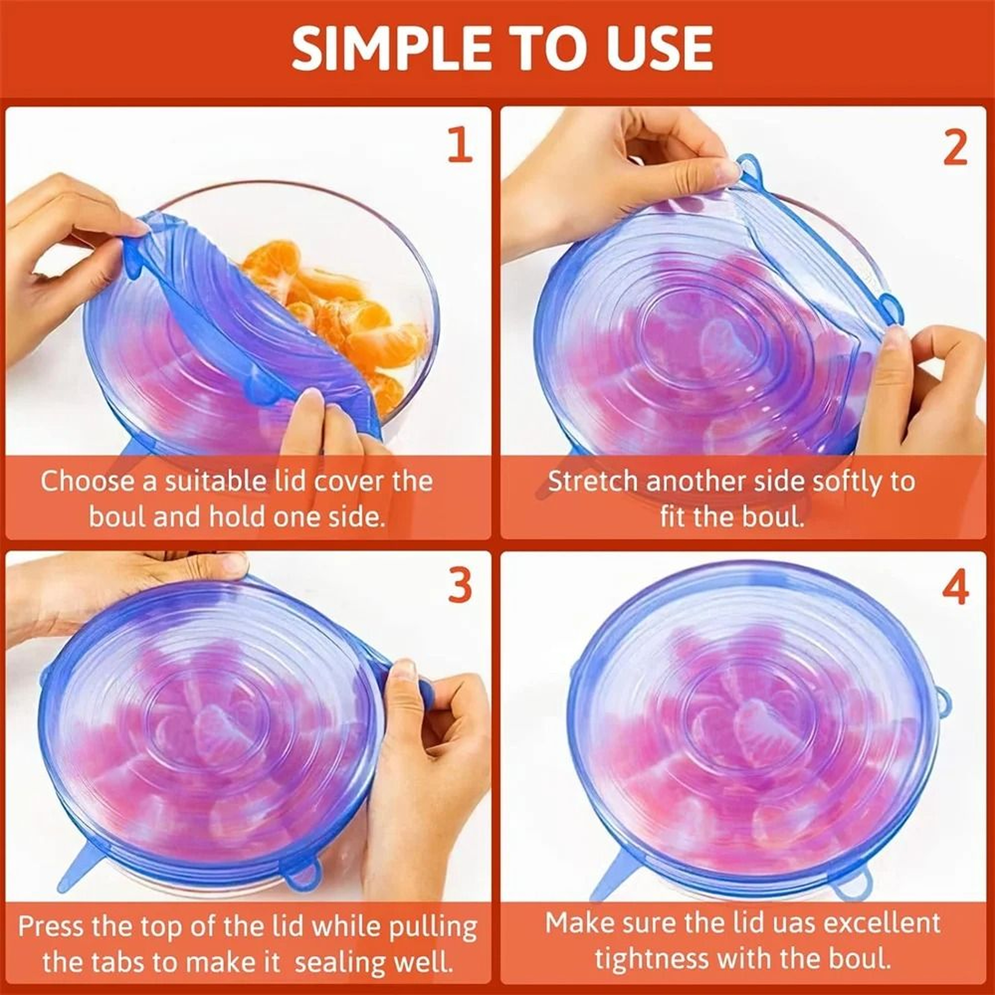 Reusable Food Grade Silicone Stretch Lids 6 Piece Set 2
