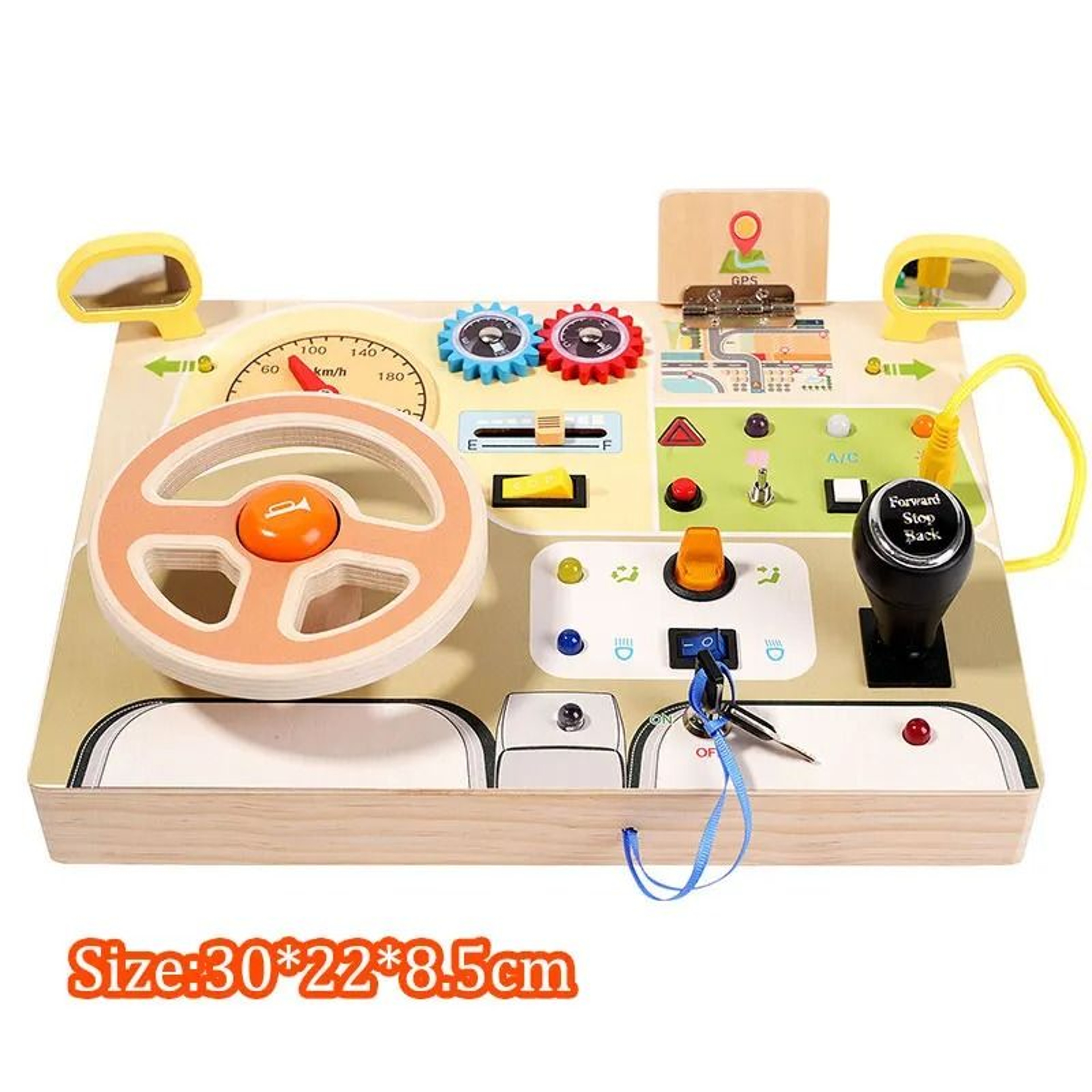 Montessori LED Light Switch And Steering Wheel Busy Board 1