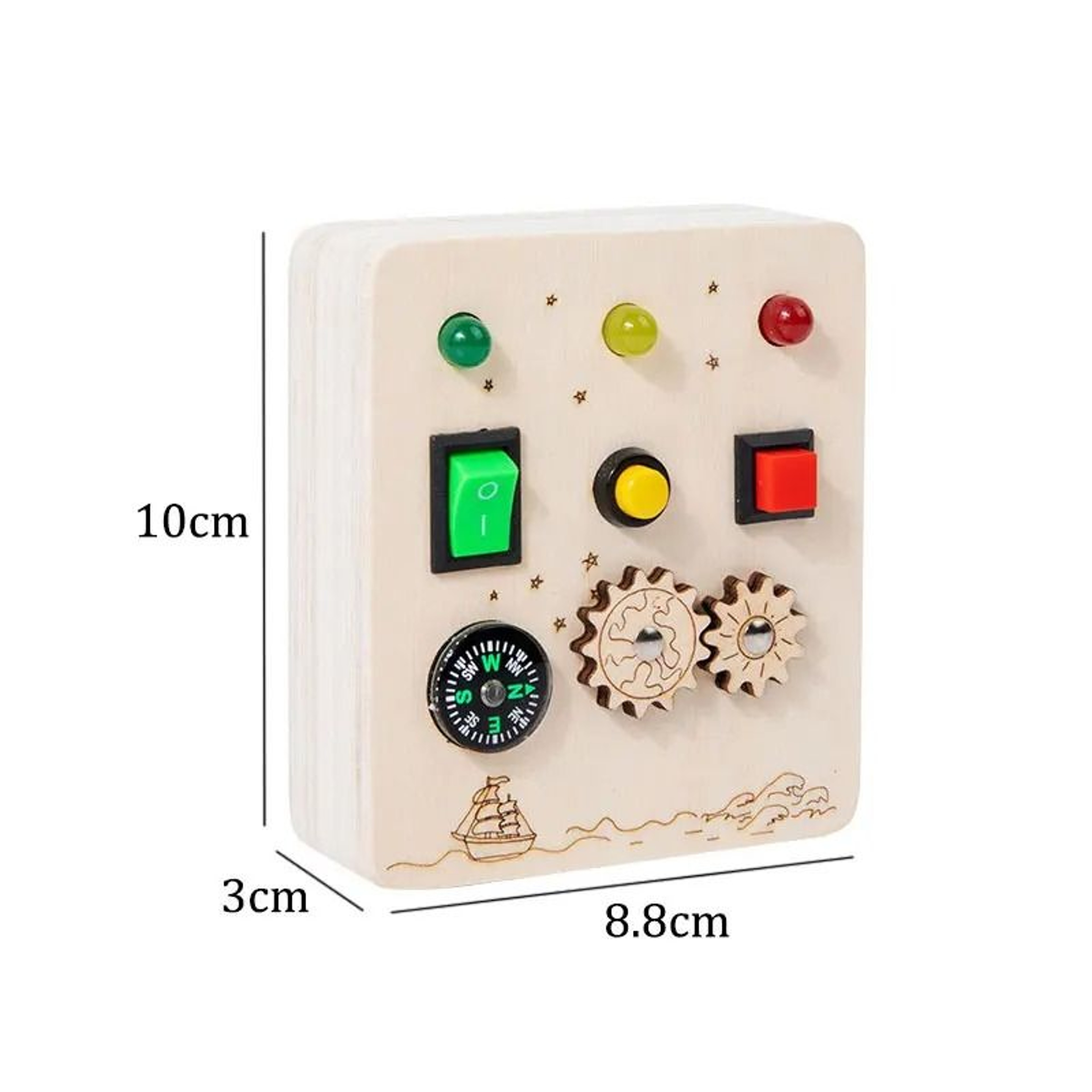 Montessori LED Light Switch And Steering Wheel Busy Board 18