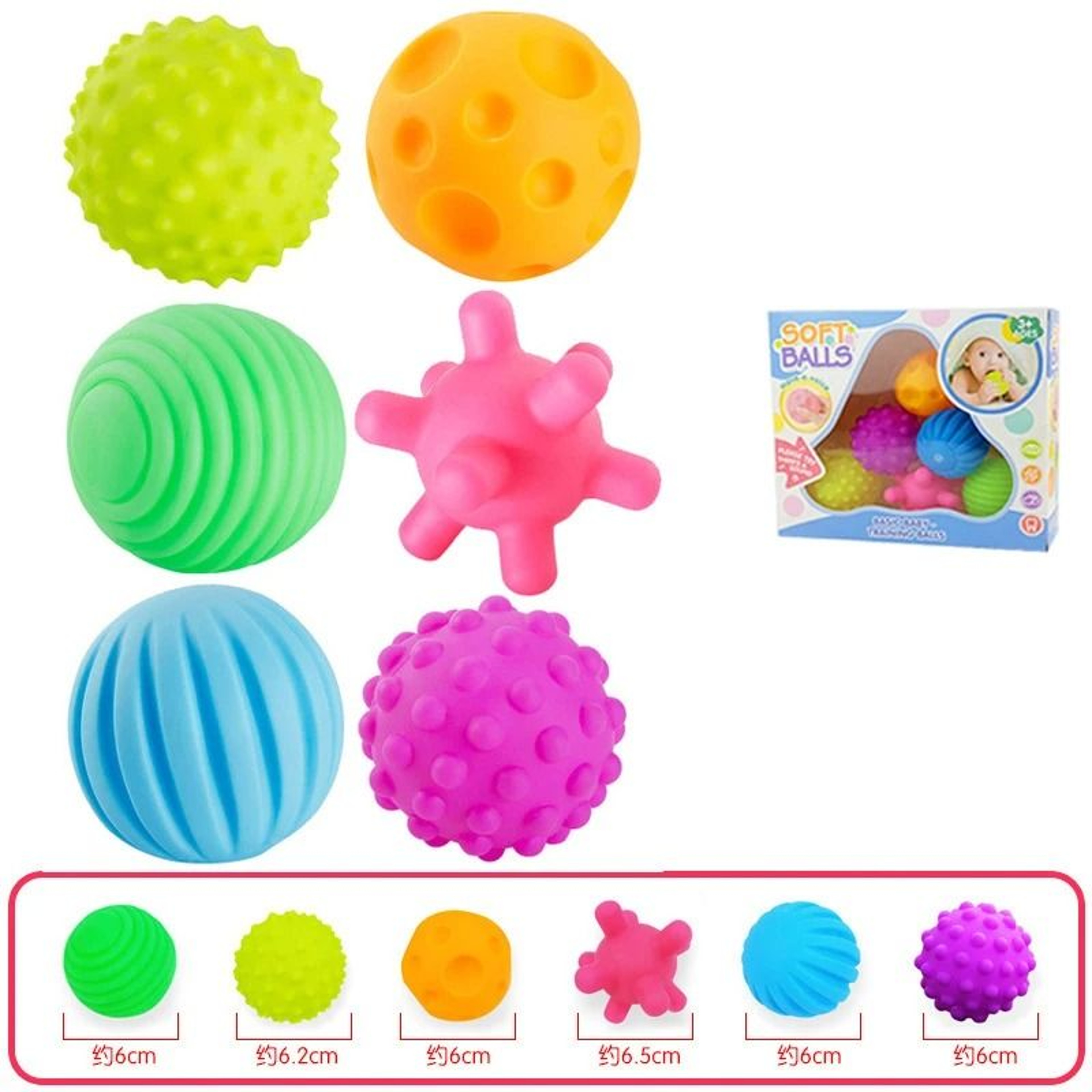 Textured Multi Sensory Baby Touch Ball Set 8