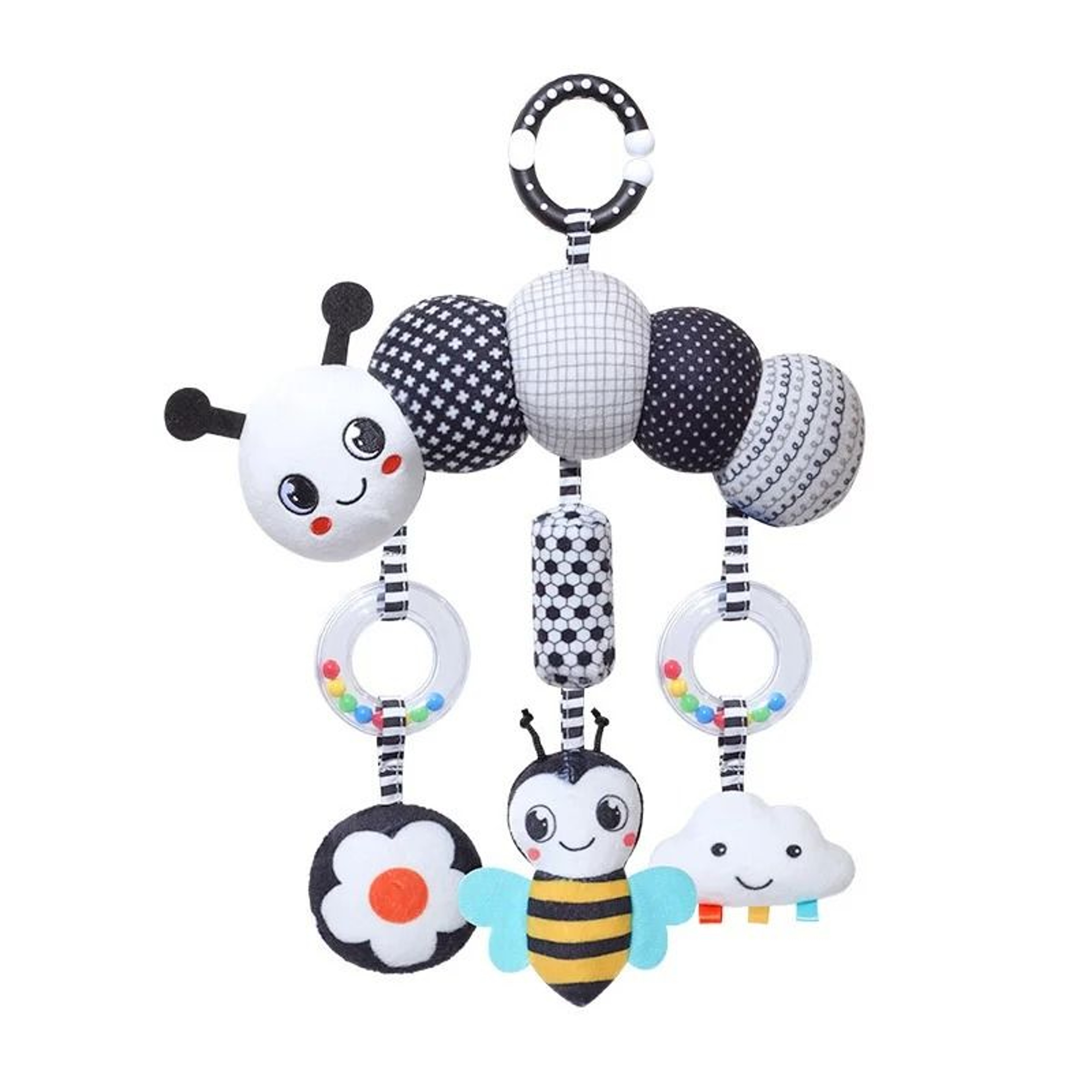 Black And White Sensory Hanging Crocodile Rattle Toy 7