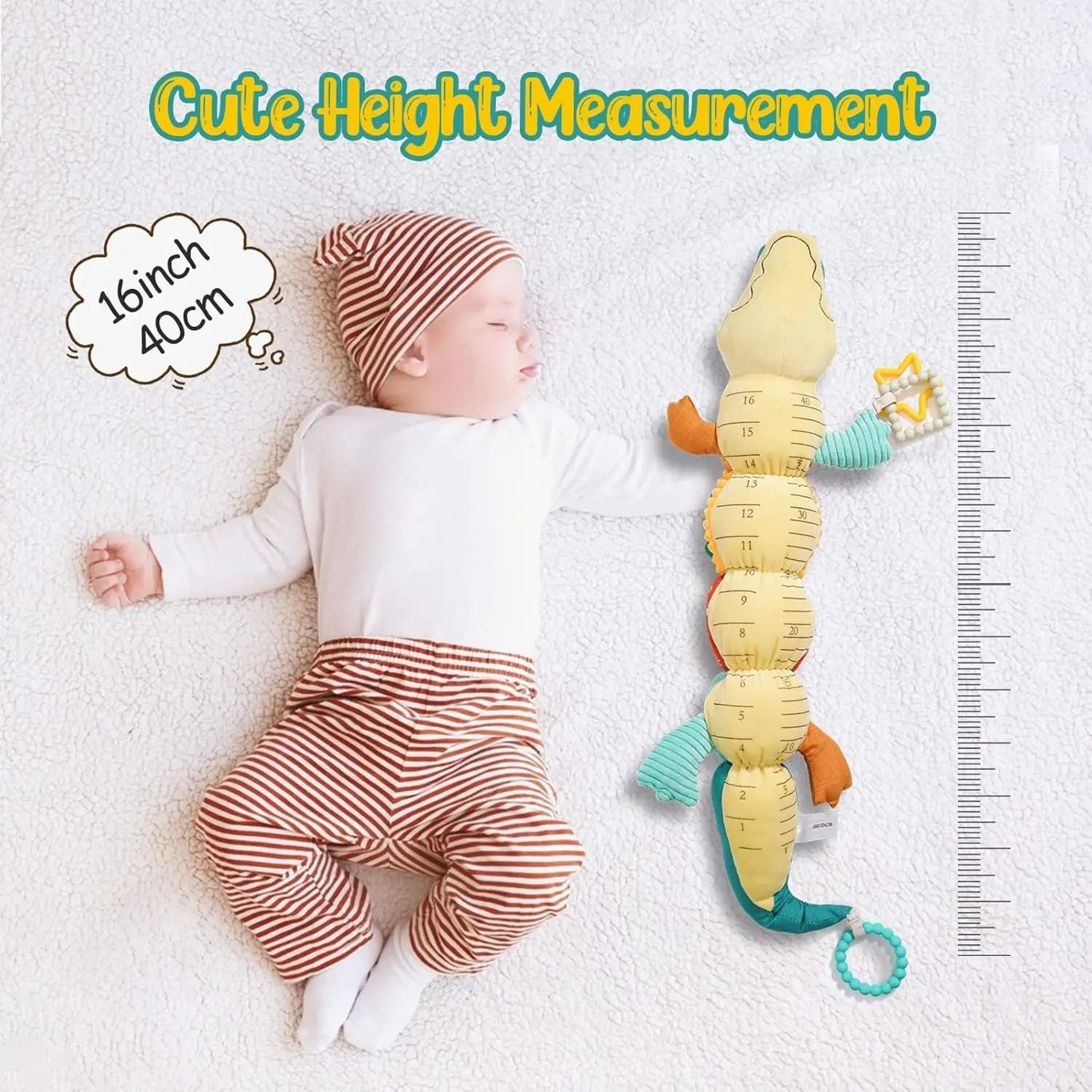 Musical Stuffed Animal Tummy Time Toy With Ruler Design 4