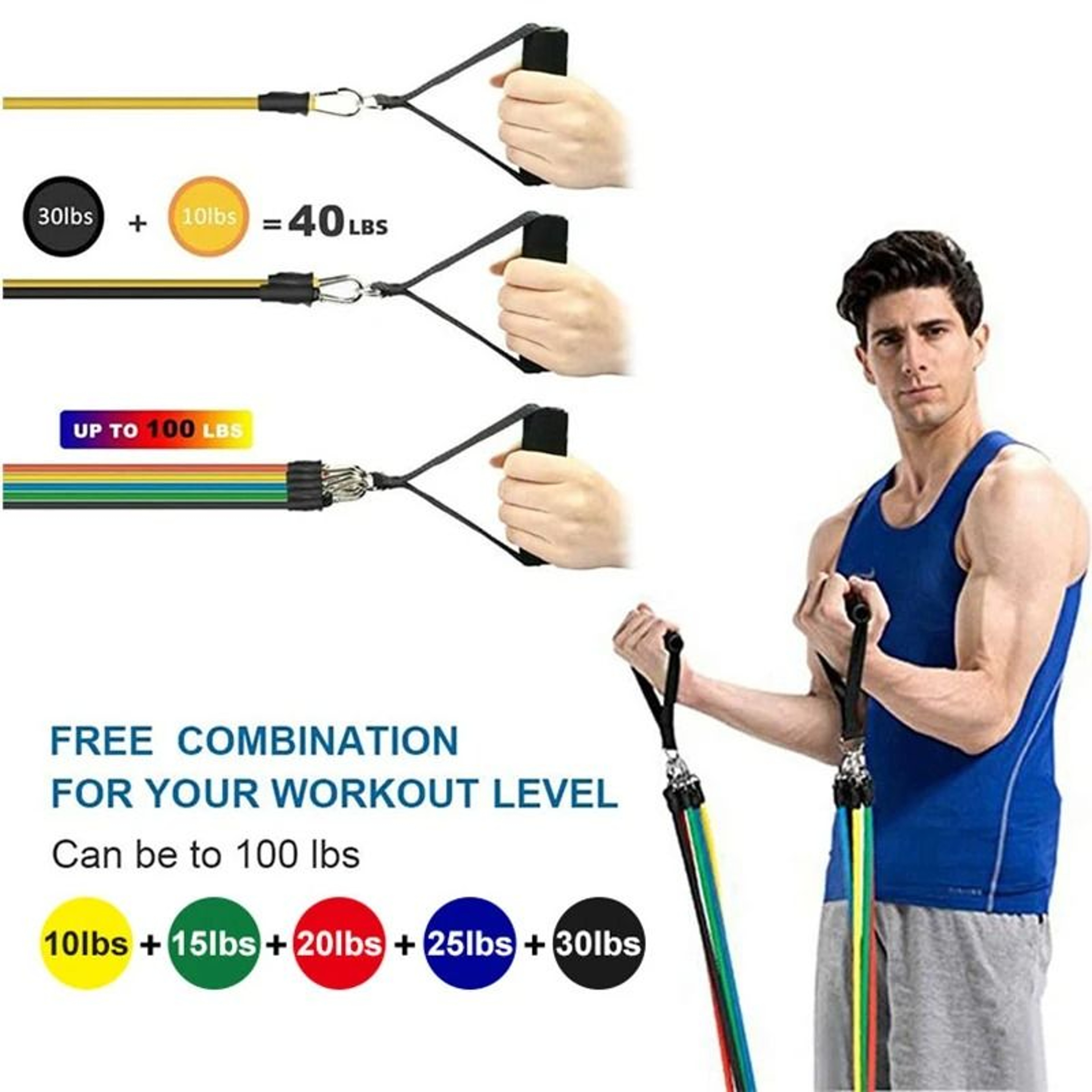 11Piece Professional Resistance Band  Pull Rope Set 2