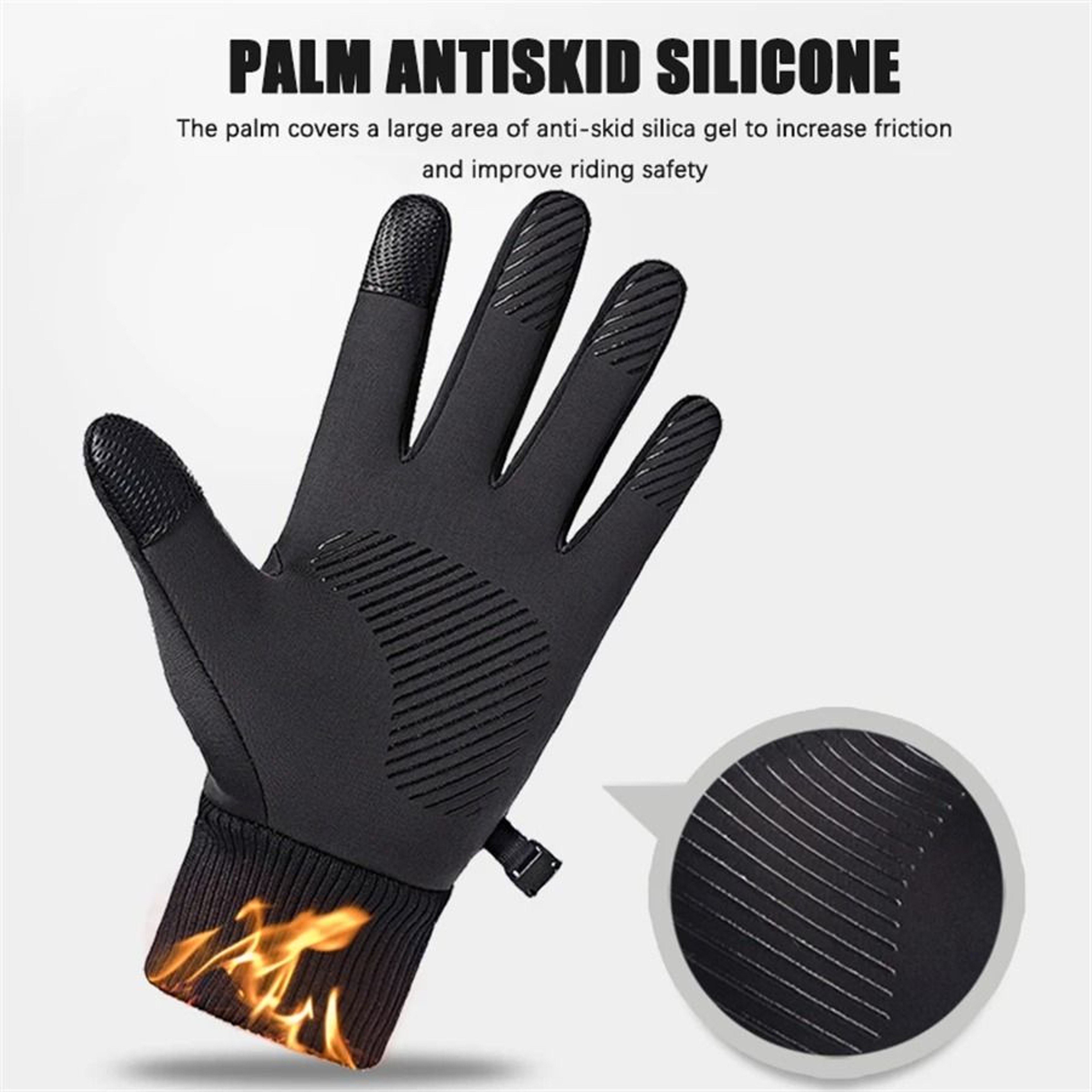 Black Winter Warm FullFinger Touch Screen Gloves 1