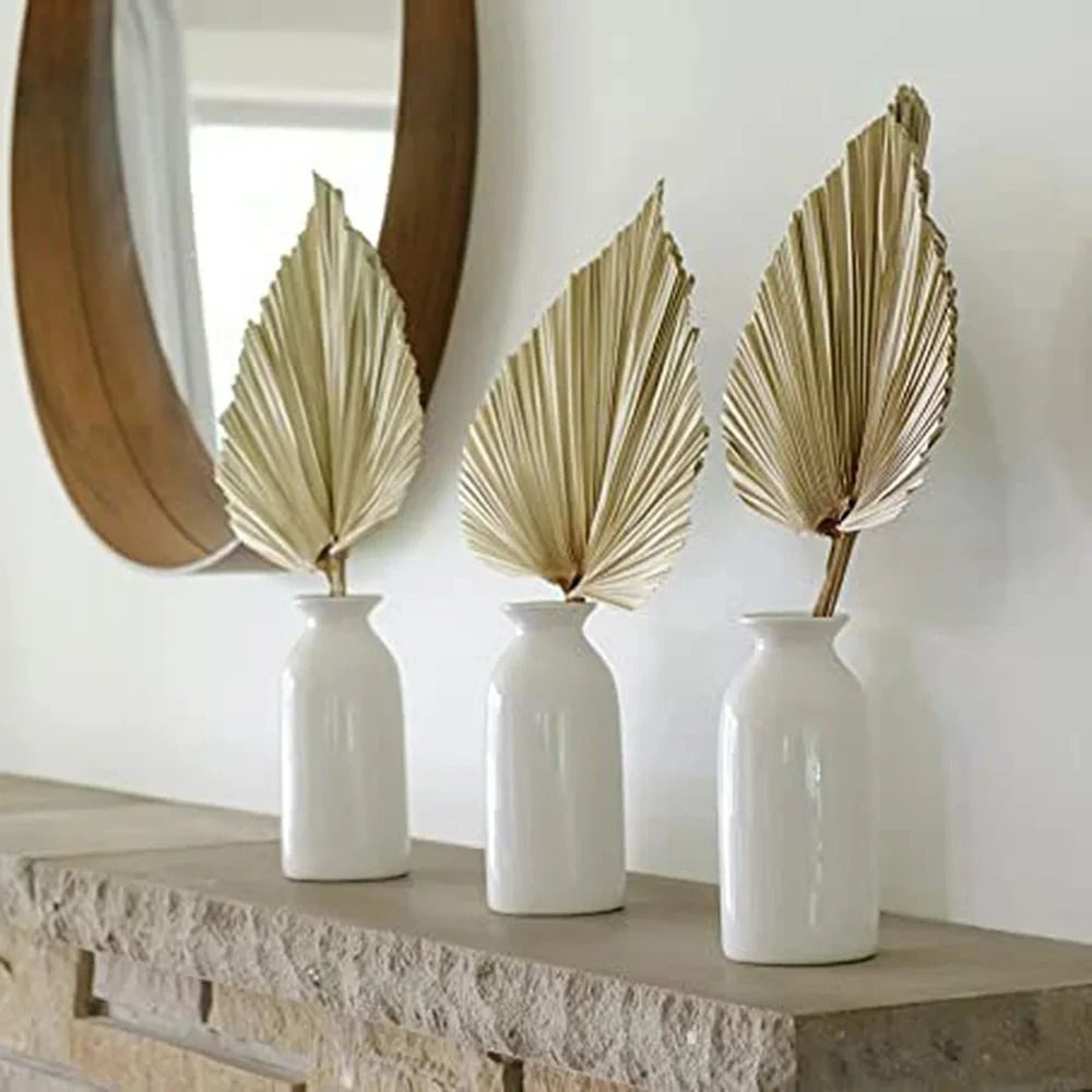 2 PCS Dried Palm Fan Leaf  Pampas Grass Set 1