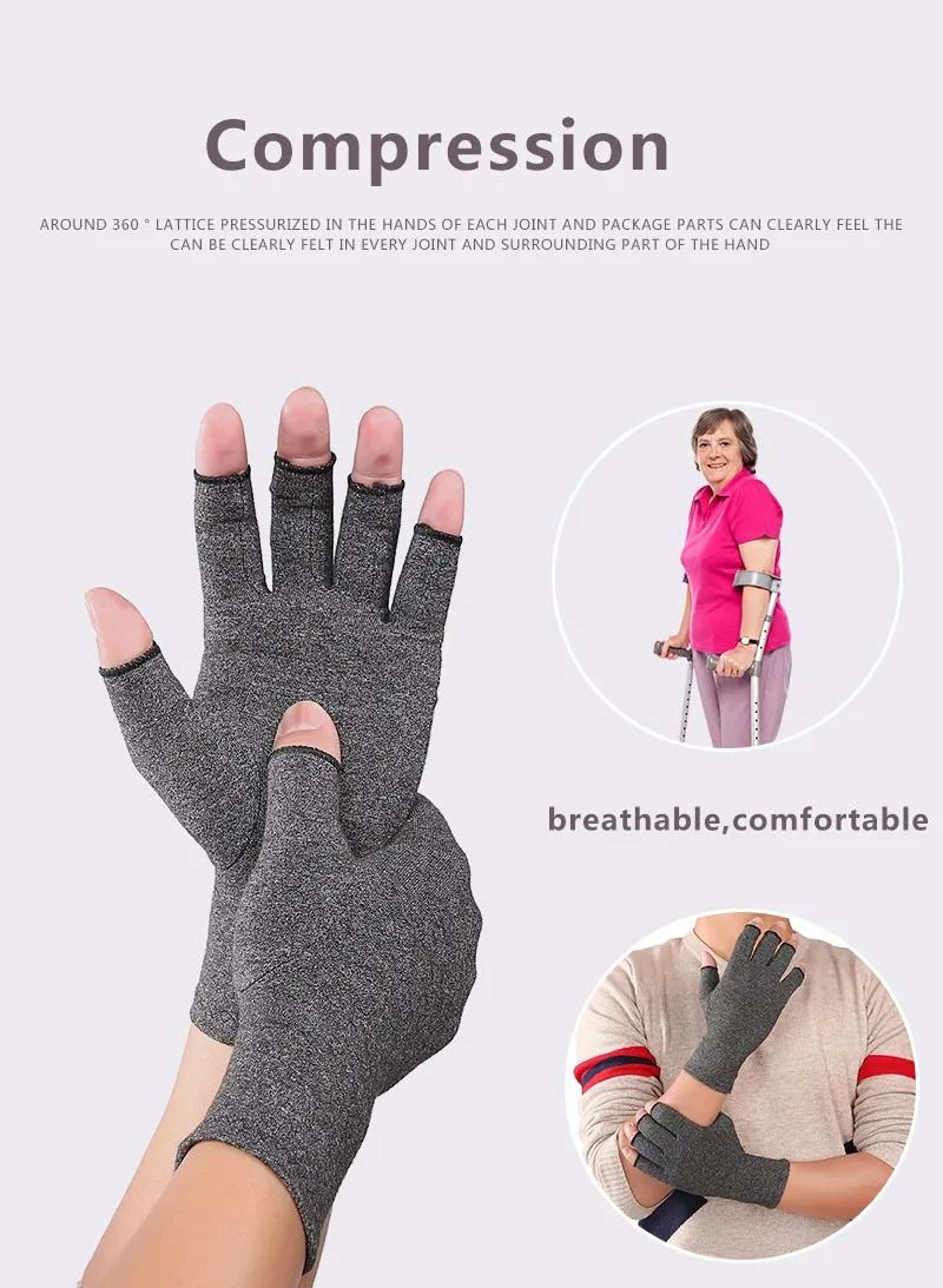 Compression Arthritis Gloves Cotton Joint Pain Relief Hand Brace 5