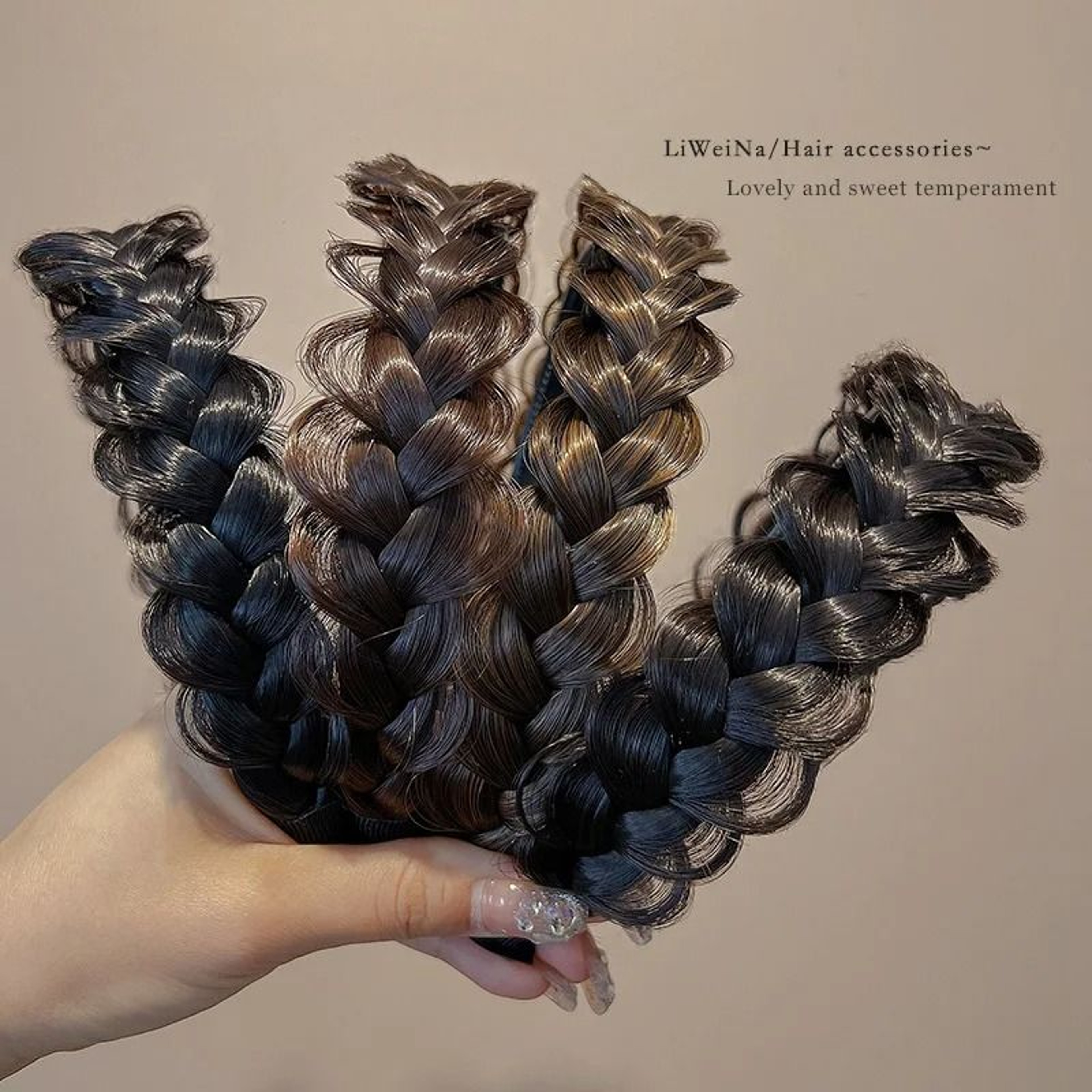AOSIWIG Synthetic Wide Fishbone Braid Headband 3