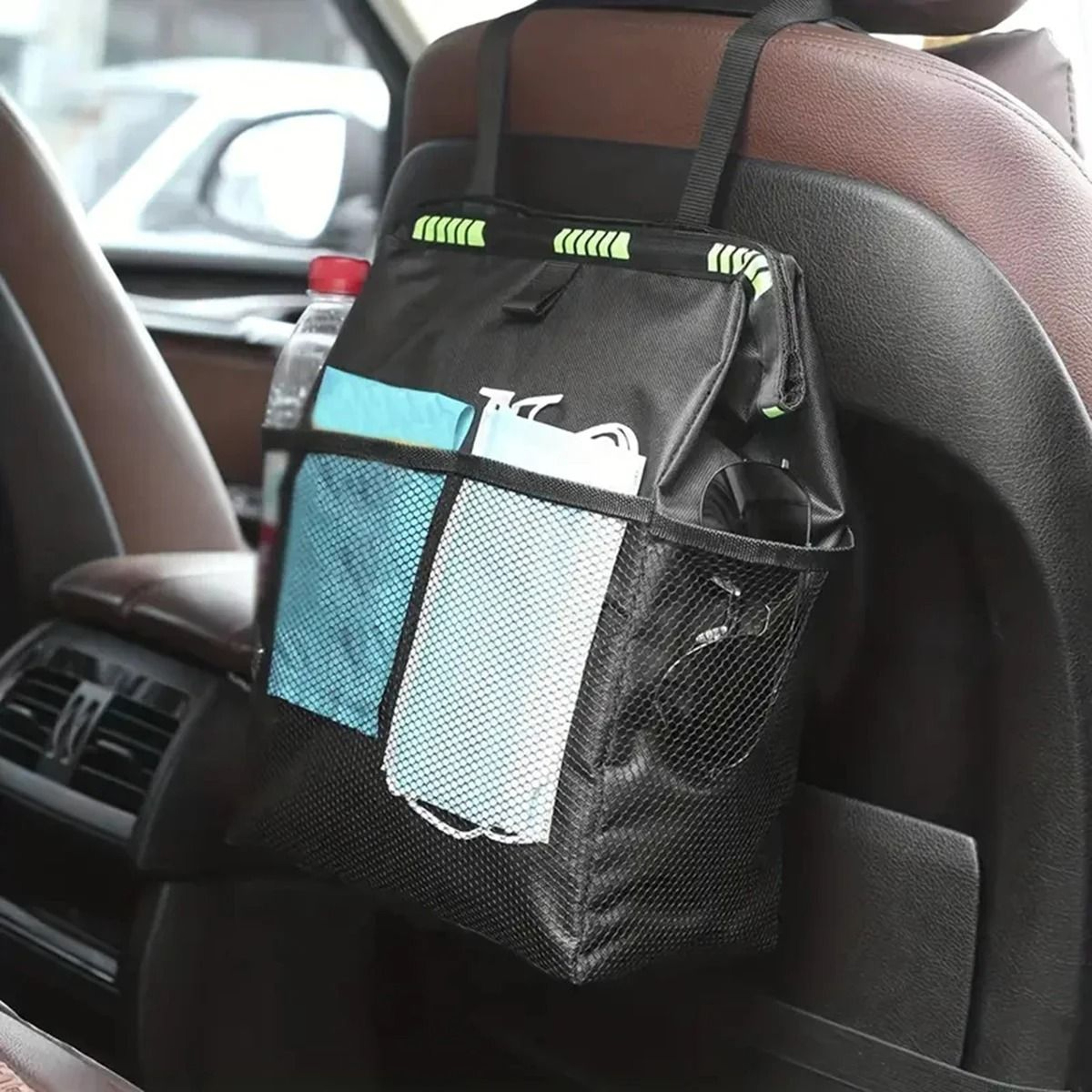 32Gallon Waterproof Car Hanging Trash Can And Organizer 2