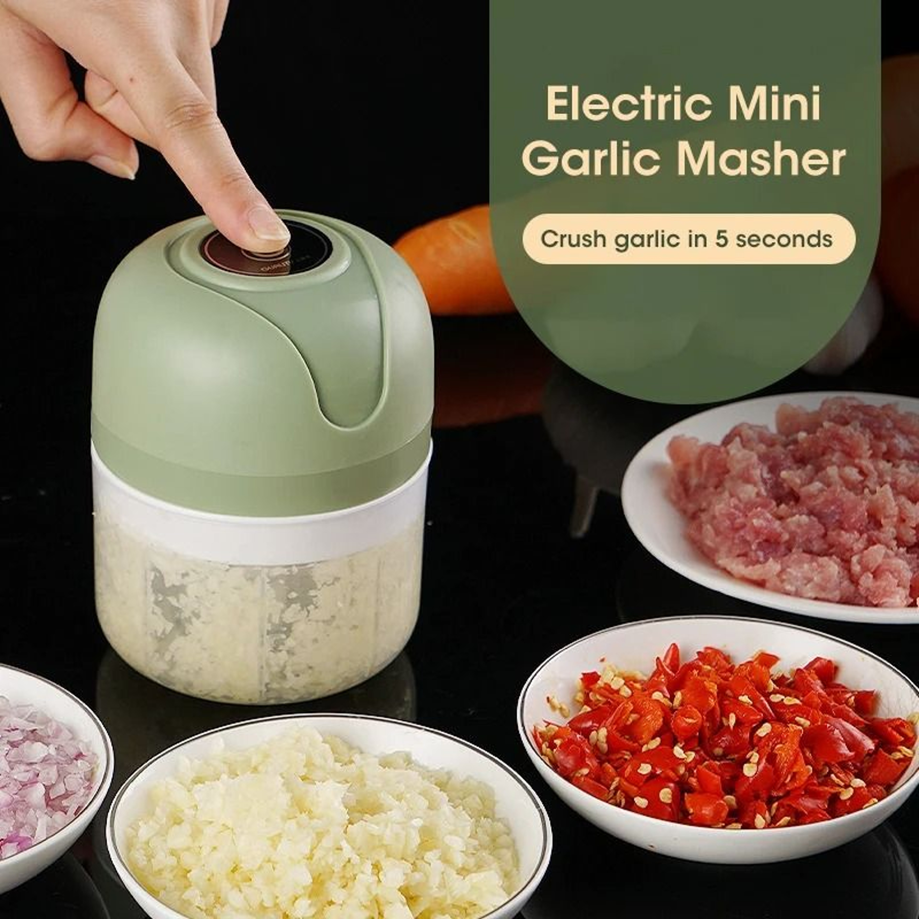 Portable Electric Kitchen Food Chopper And Garlic Masher 1