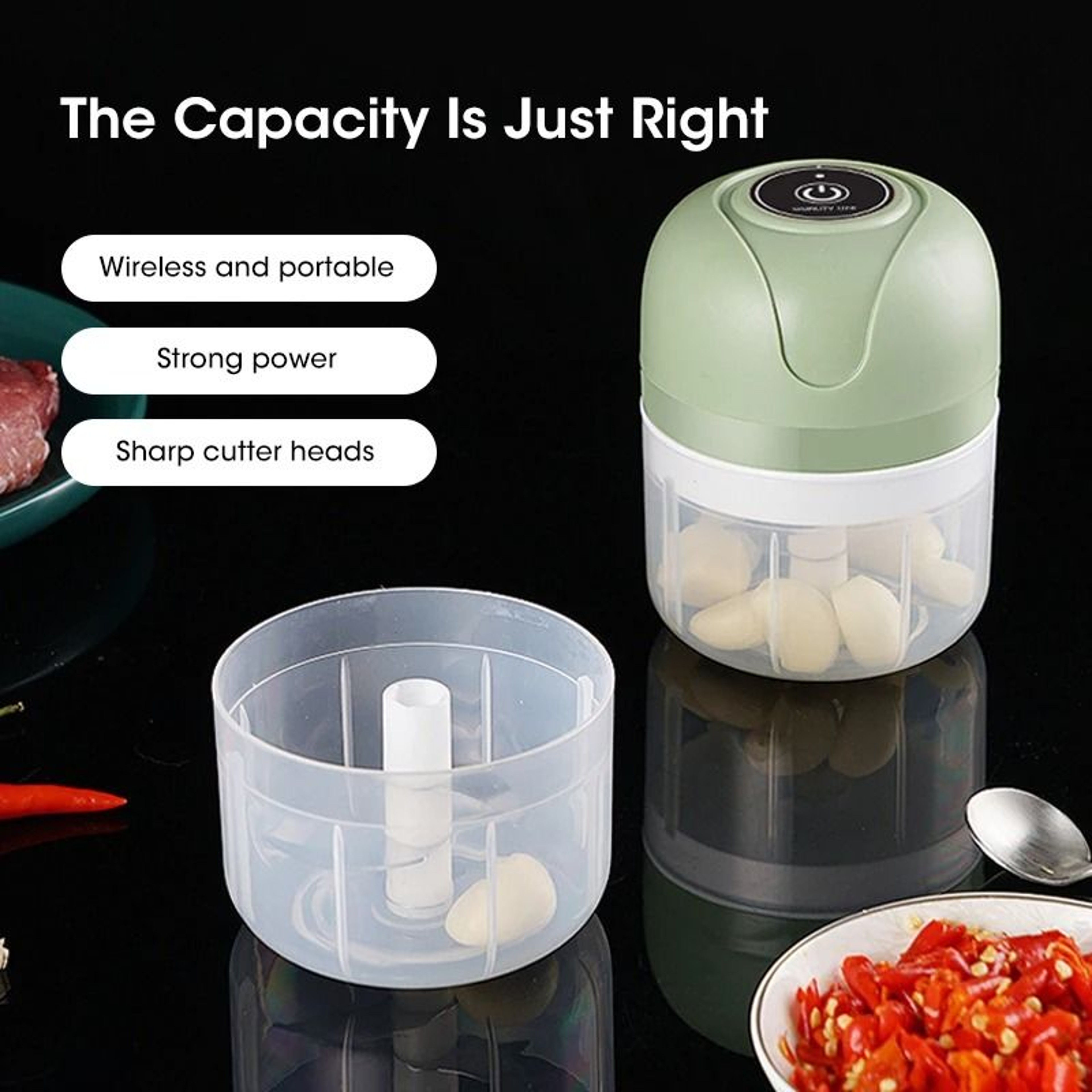 Portable Electric Kitchen Food Chopper And Garlic Masher 3