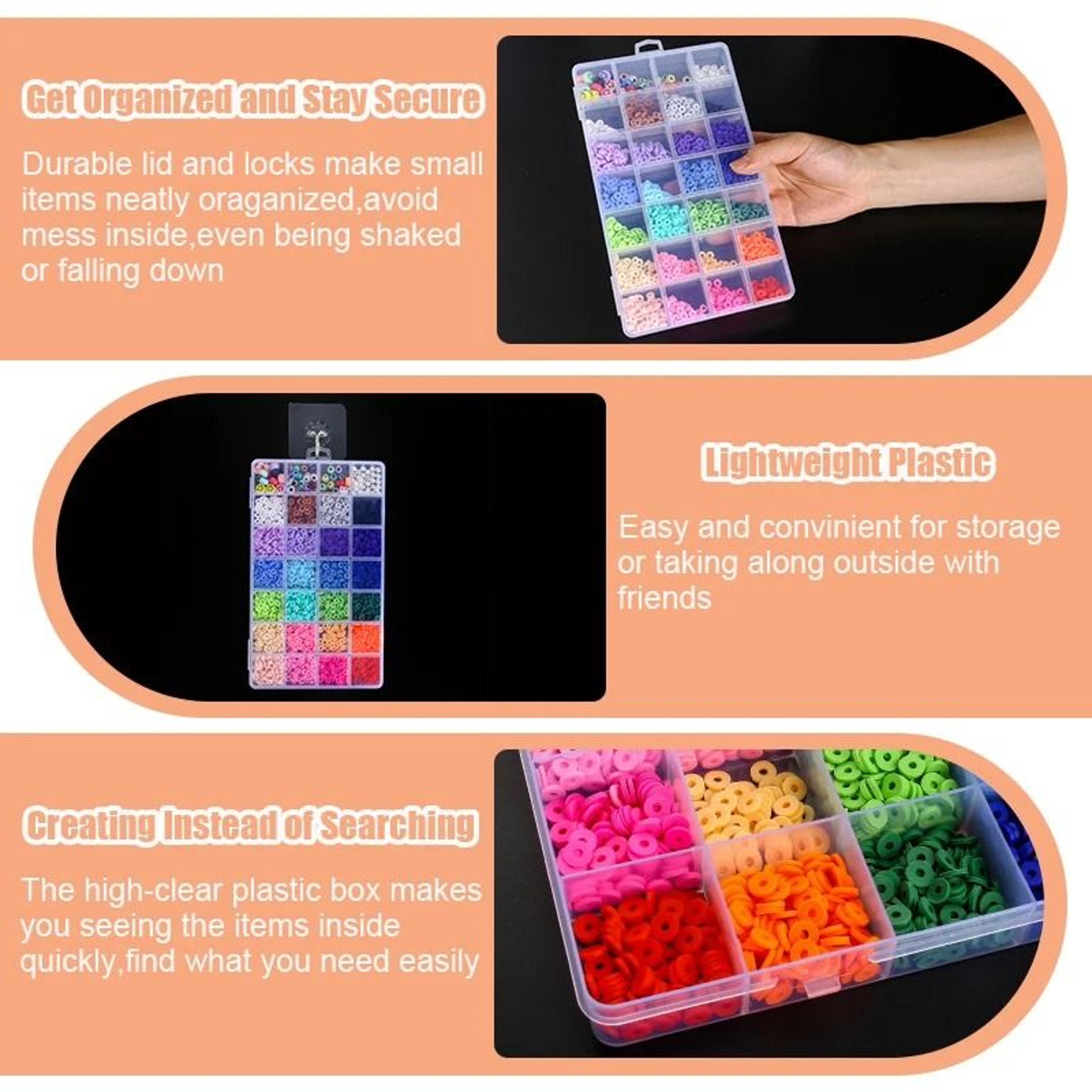 Transparent Clear Plastic Jewelry And Bead Storage Organizer 3