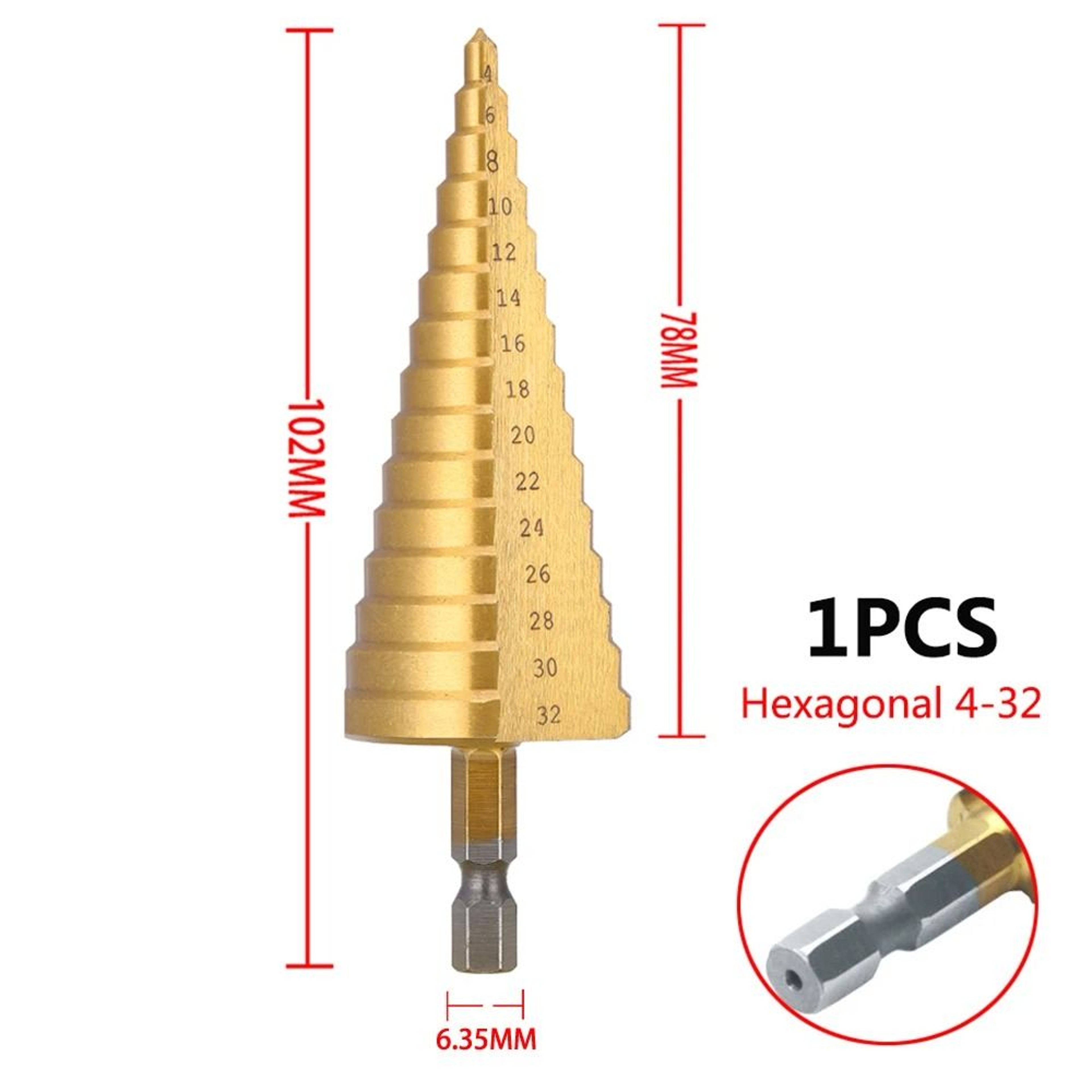 HSS Titanium Coated Step Drill Bit HighSpeed Steel Cone Tool 8
